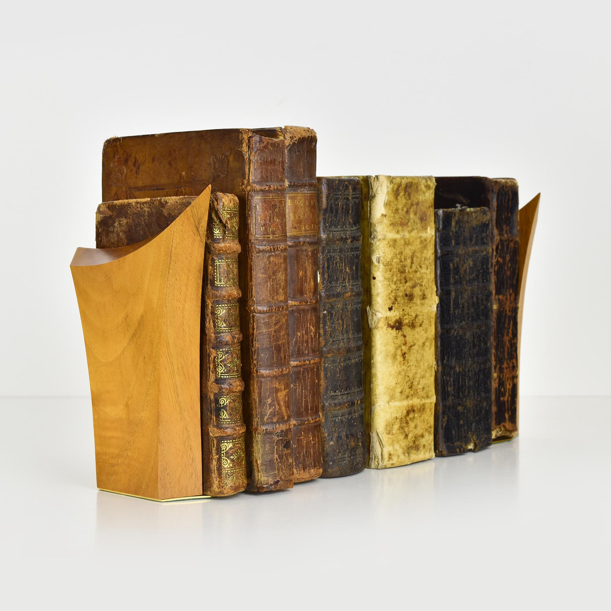 Metal Mid-Century Modern Teak Wood Bookends, Danish Abstract Brutalist Design For Sale