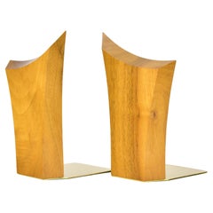 Fermalibri in legno di tek della metà del secolo scorso, design astratto danese brutalista