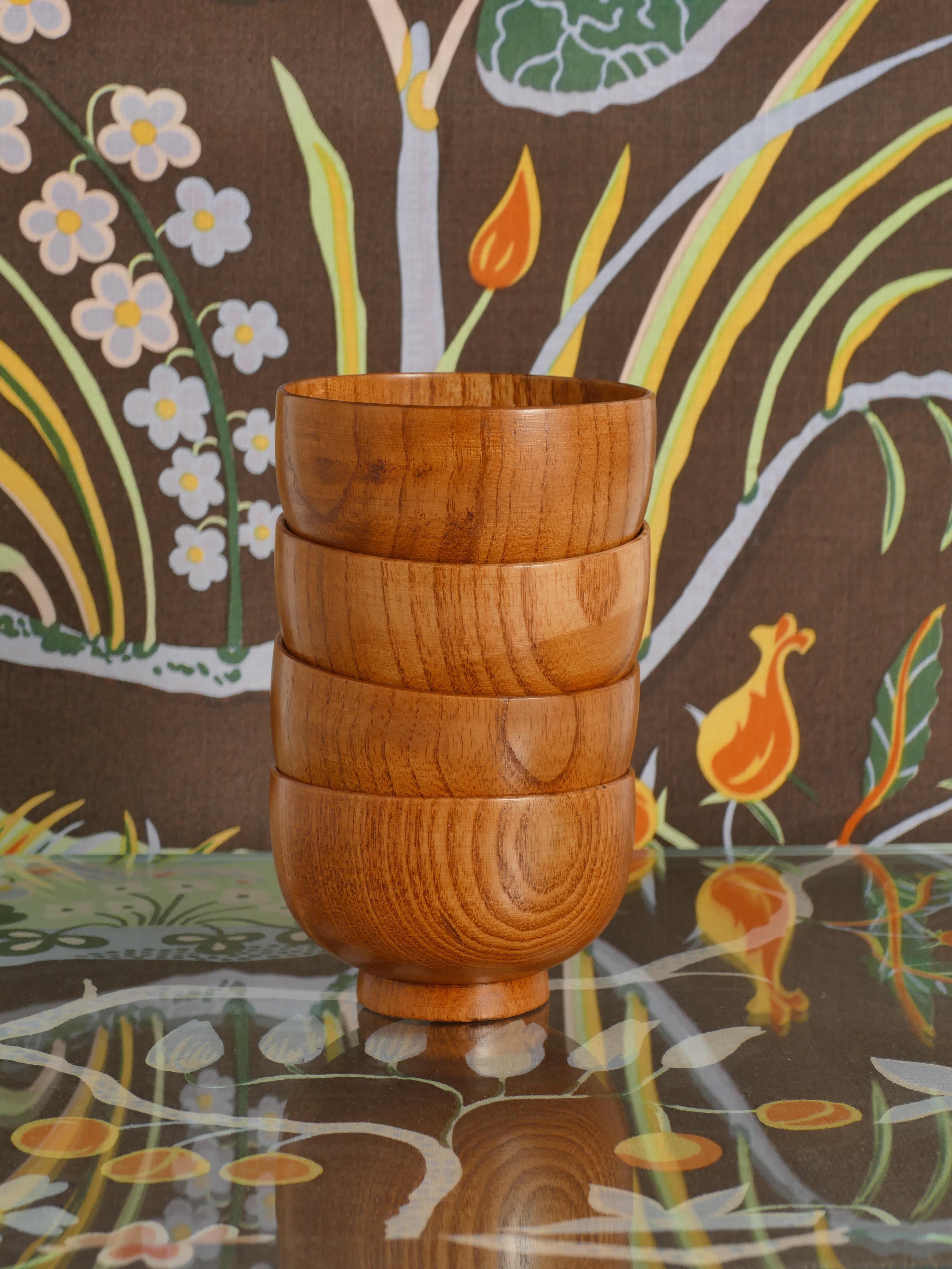 Teak Ciotole in Wood Wood, Svezia, set di 4 pezzi in vendita