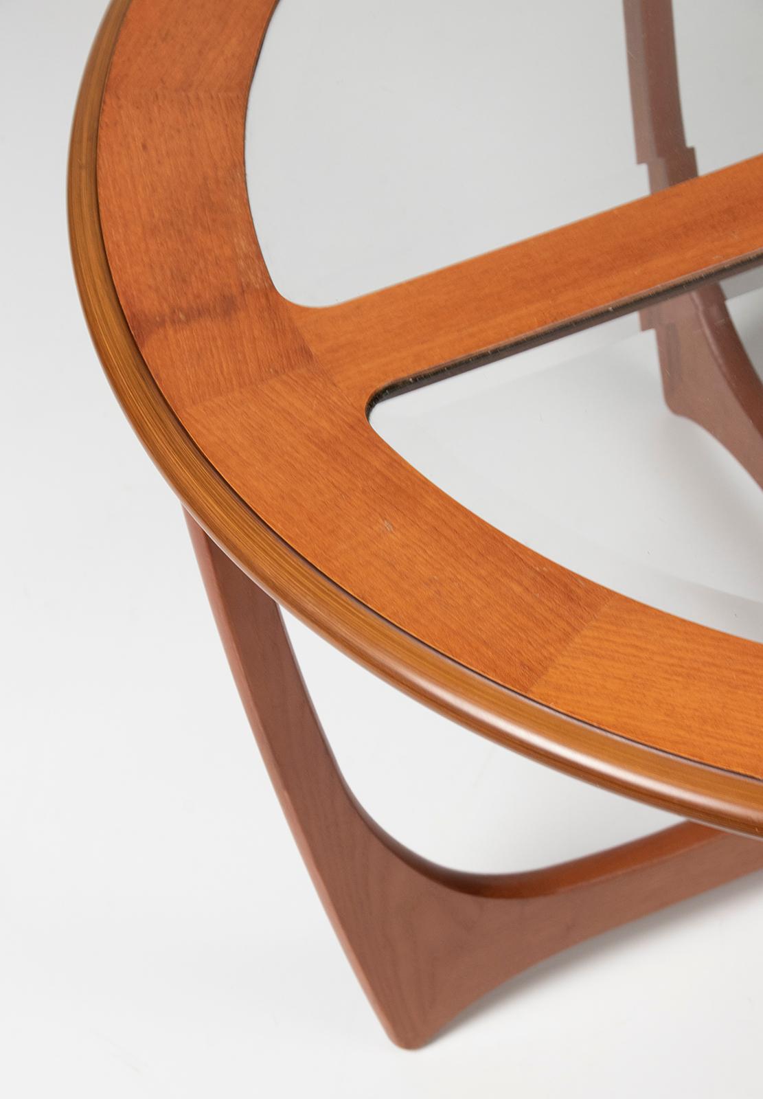Cut Glass Mid-Century Modern Teak Wood Coffee Table G-Plan, England For Sale