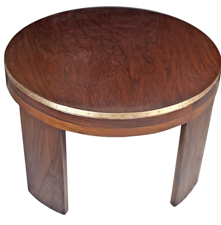 Mid-Century Modern Teak Wood Coffee or Drinks Table with Brass Border In Good Condition In Nantucket, MA