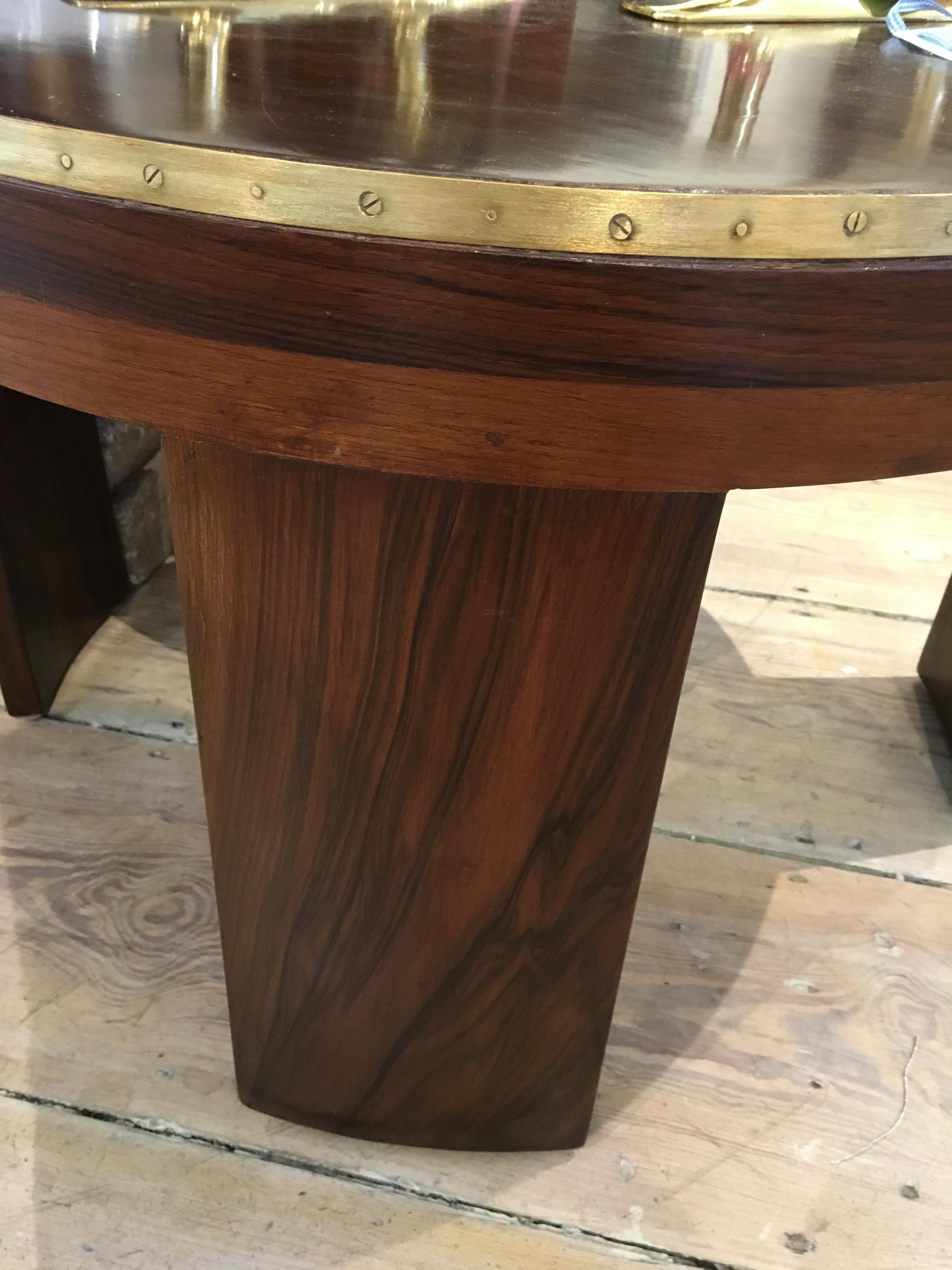 20th Century Mid-Century Modern Teak Wood Coffee or Drinks Table with Brass Border