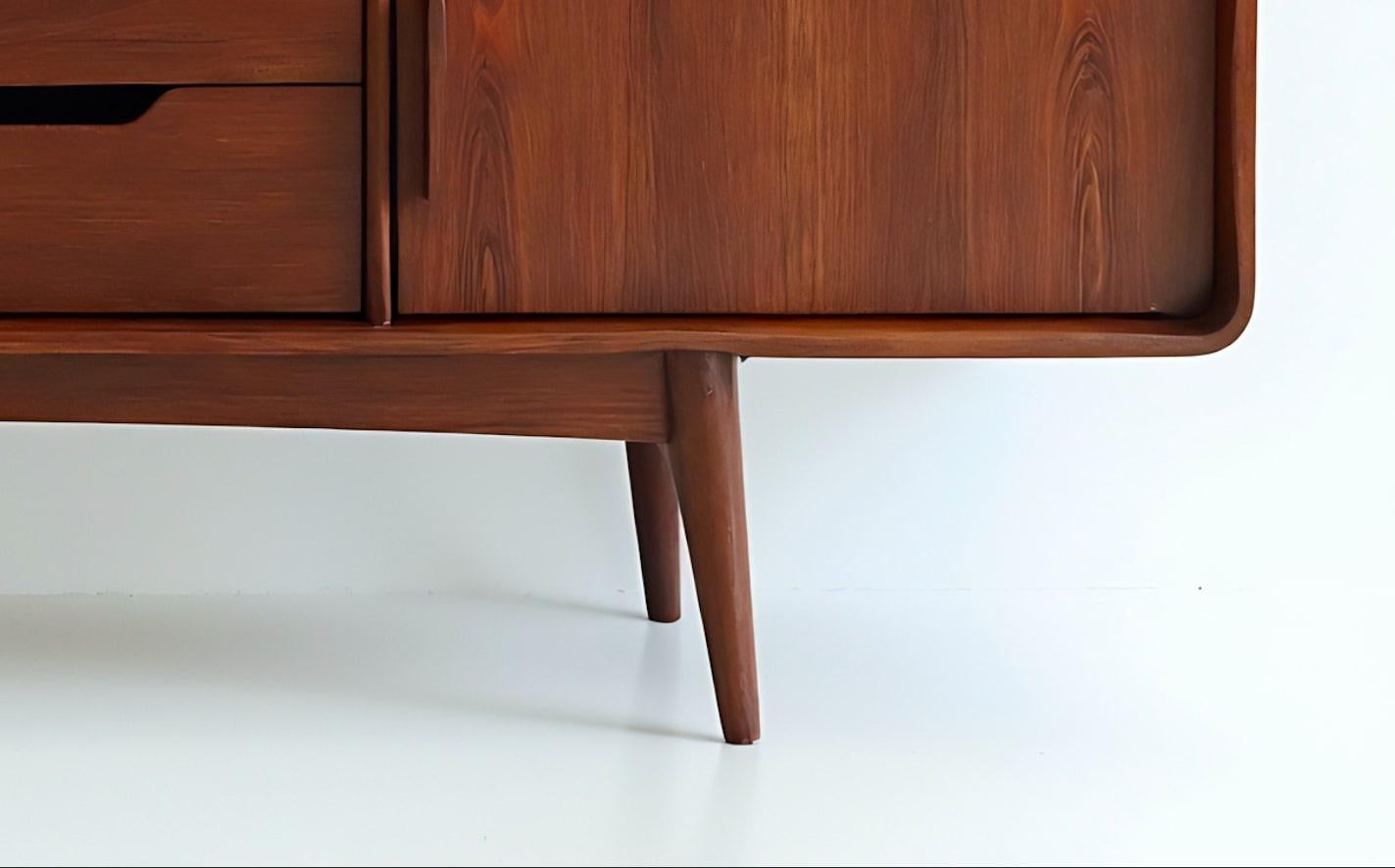 Contemporary Mid-Century Modern Teak Wood Credenza by Artisanal For Sale