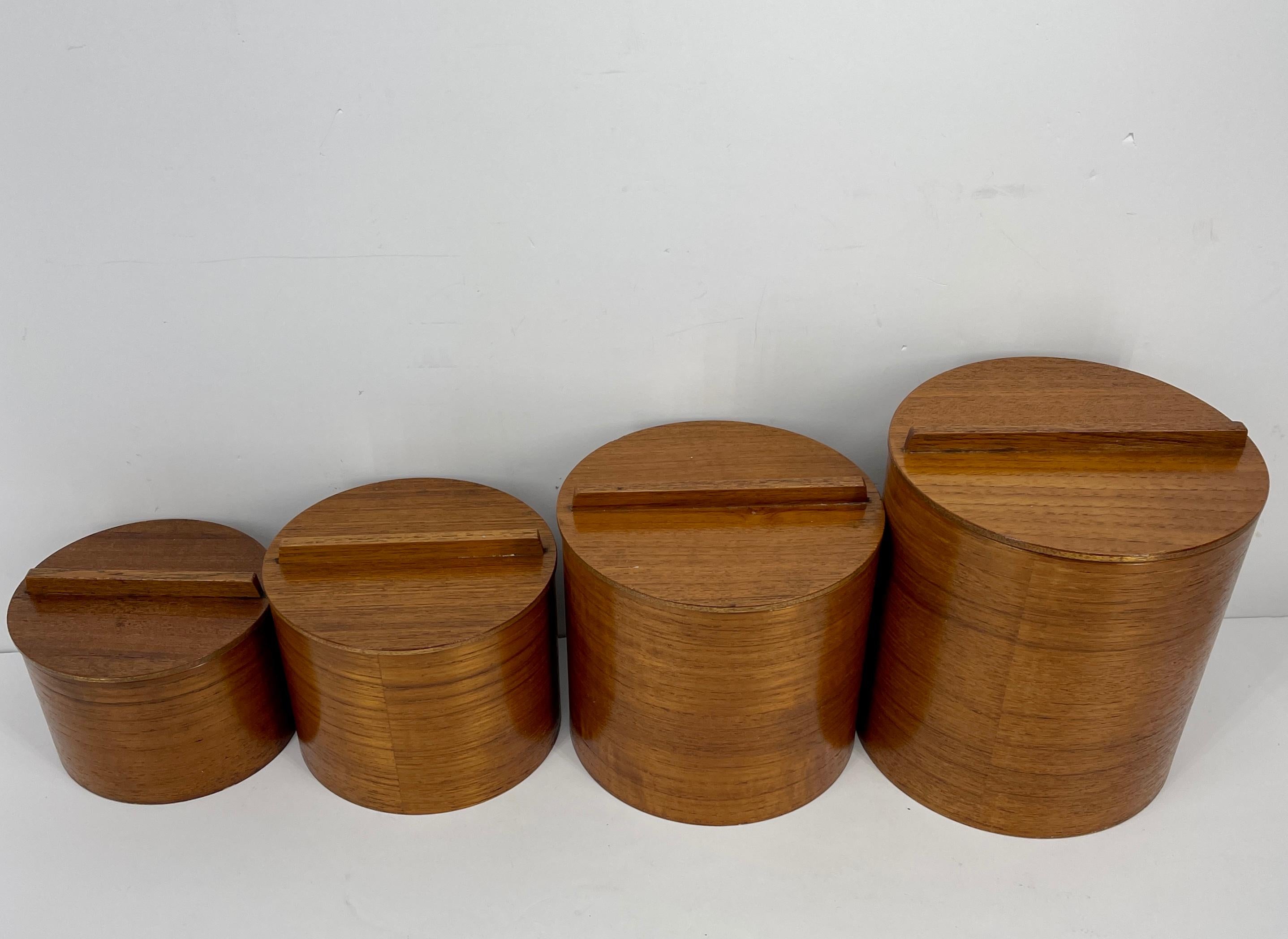 Mid-Century Modern Teak Wood Kitchen Canister Boxes Set 1