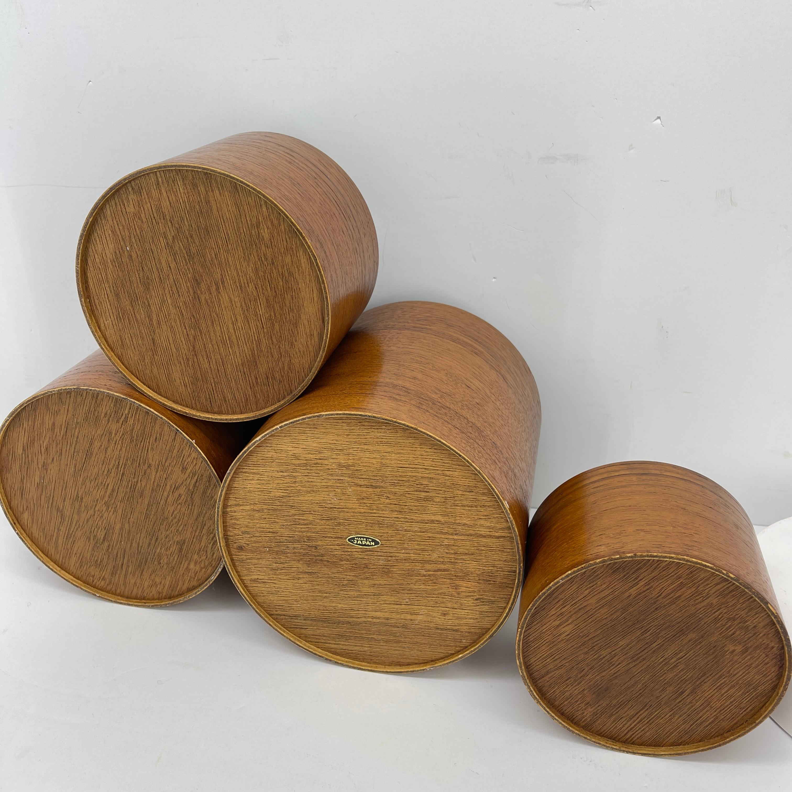Mid-Century Modern Teak Wood Kitchen Canister Boxes Set 4