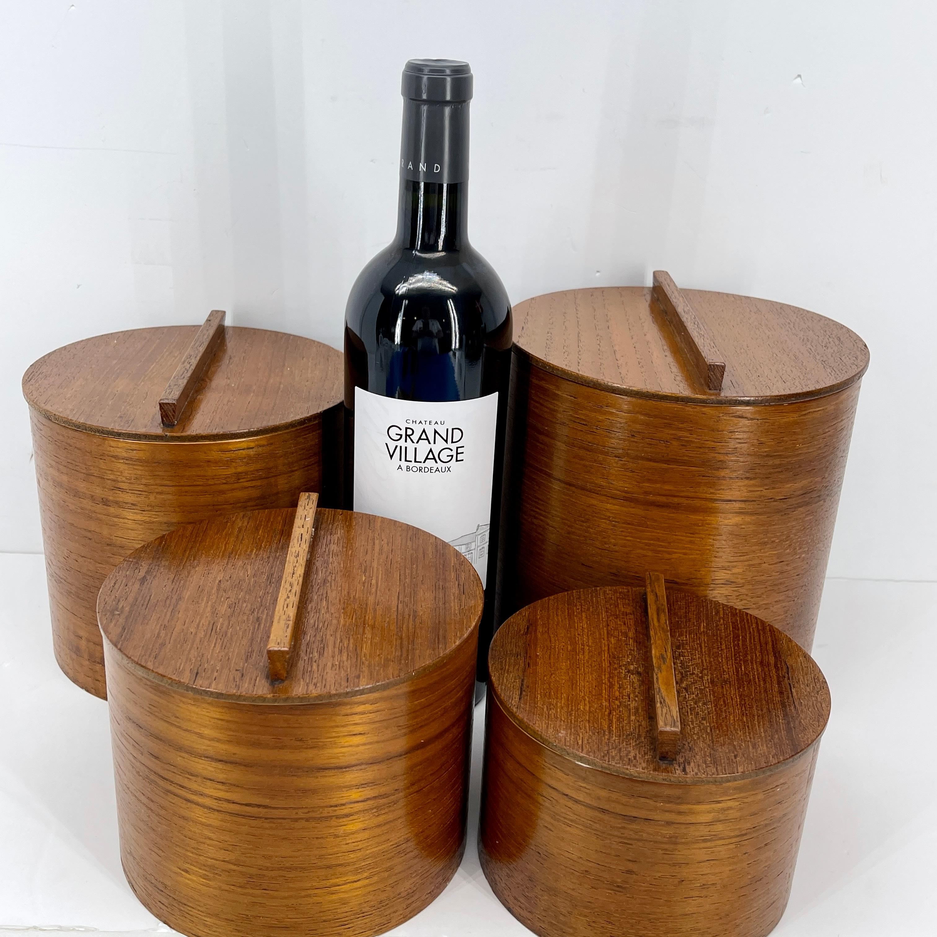 Mid-Century Modern Teak Wood Kitchen Canister Boxes Set 6