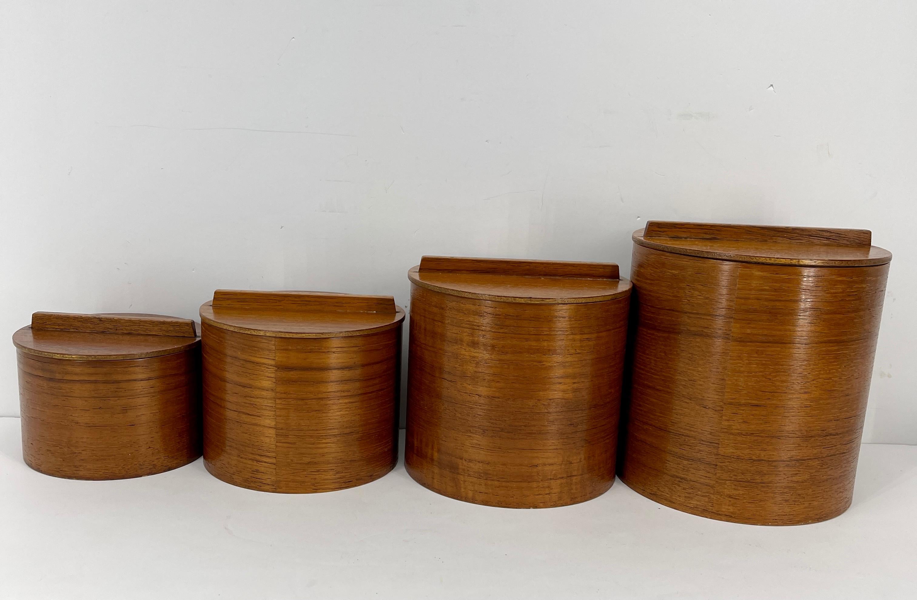 Mid-20th Century Mid-Century Modern Teak Wood Kitchen Canister Boxes Set