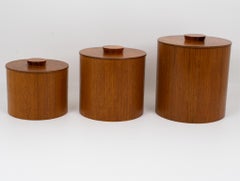 Mid-Century Modern Teak Wood Kitchen Canisters Boxes Jars Set, 1960s