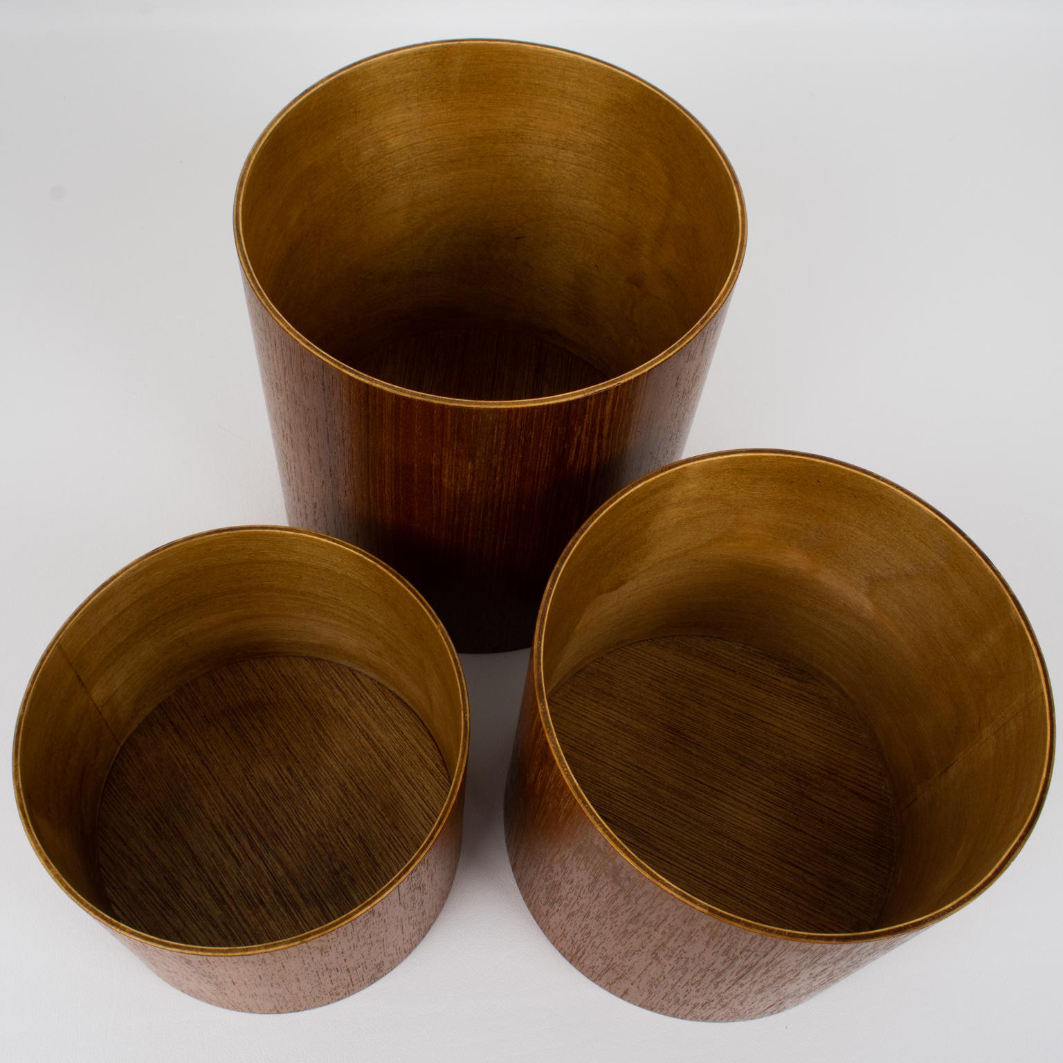 Mid-Century Modern Teak Wood Kitchen Canisters Boxes Jars Set, 1960s In Excellent Condition In Atlanta, GA