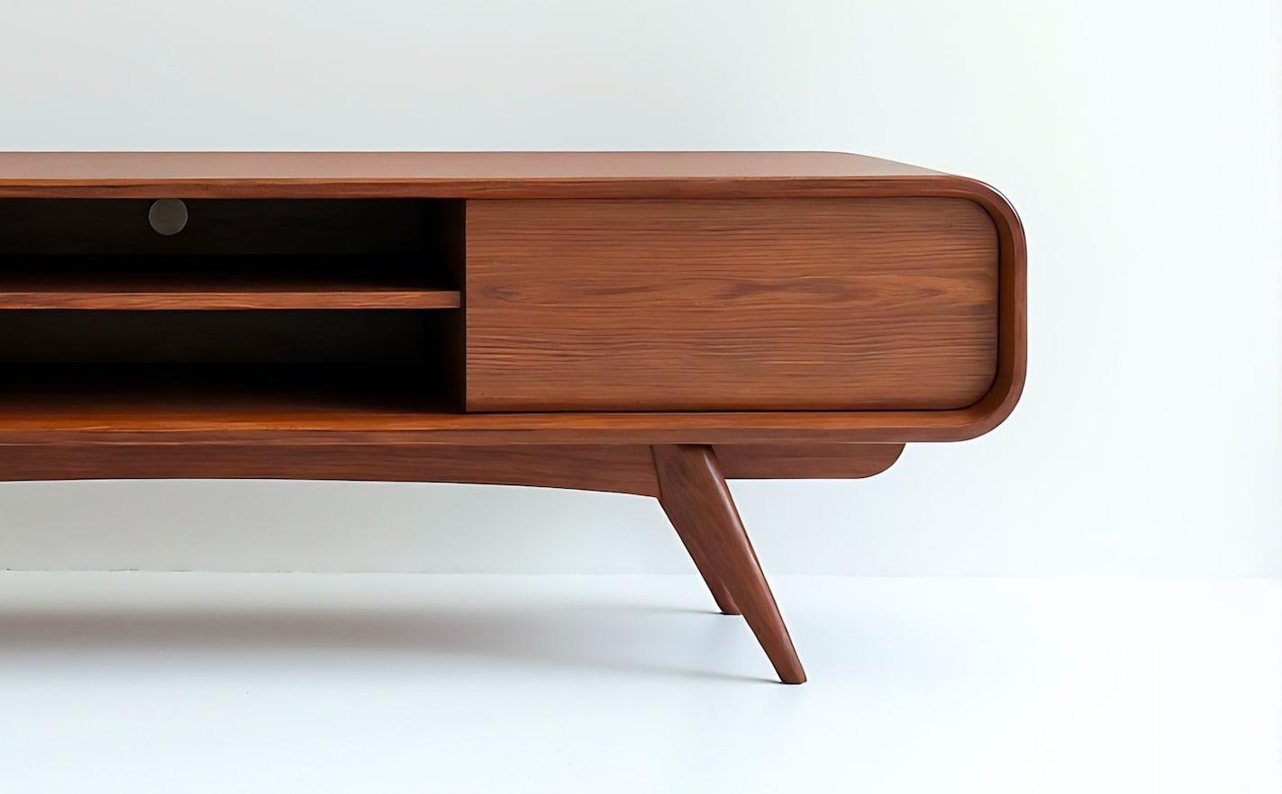 Moderne Mid-Century-Modern-Anrichte/Media-Konsole aus Teakholz von Artisanal (Moderne der Mitte des Jahrhunderts) im Angebot