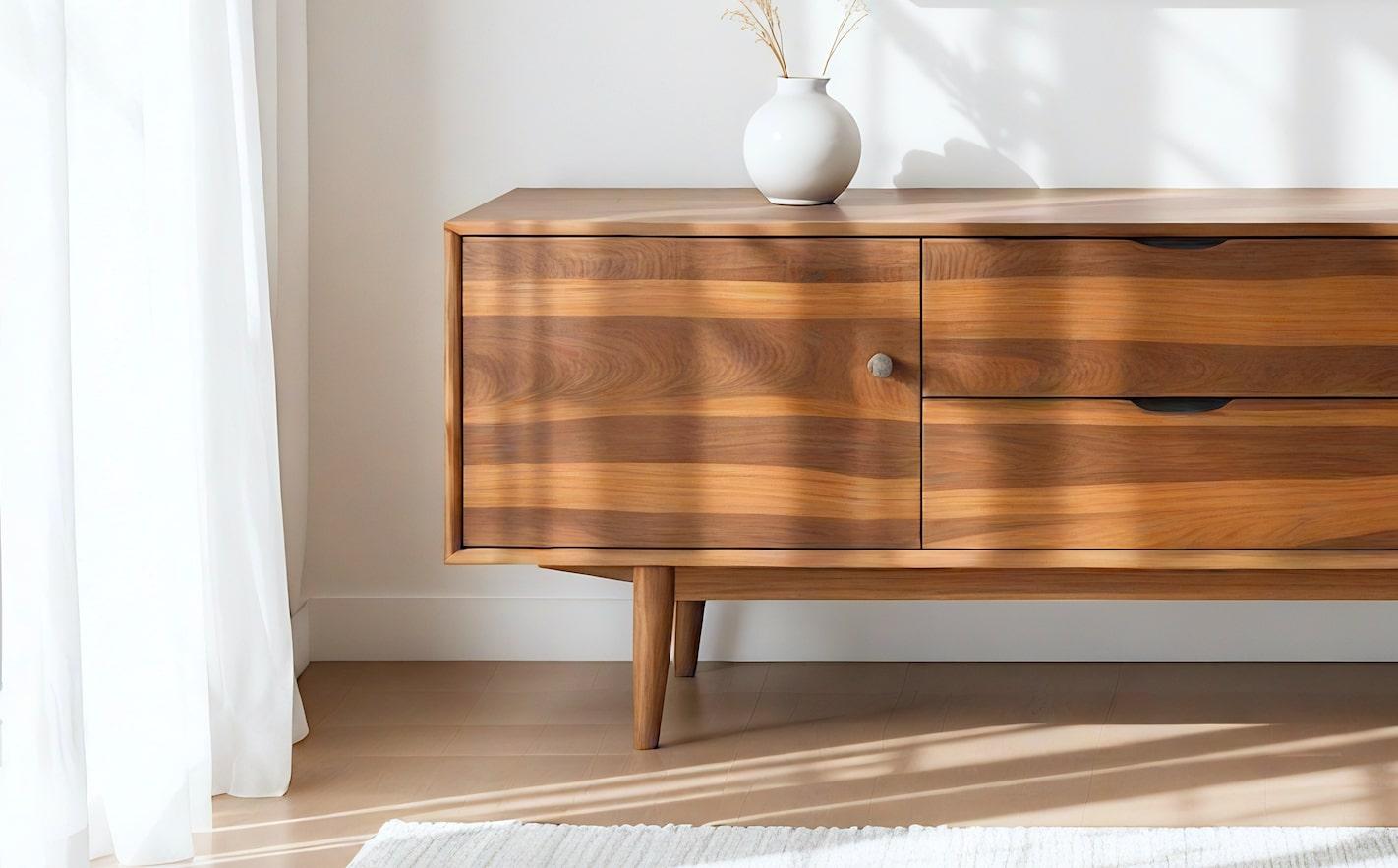 Mid-Century Modern Teak Wood Media Credenza/ Media Console by Artisanal For Sale 1