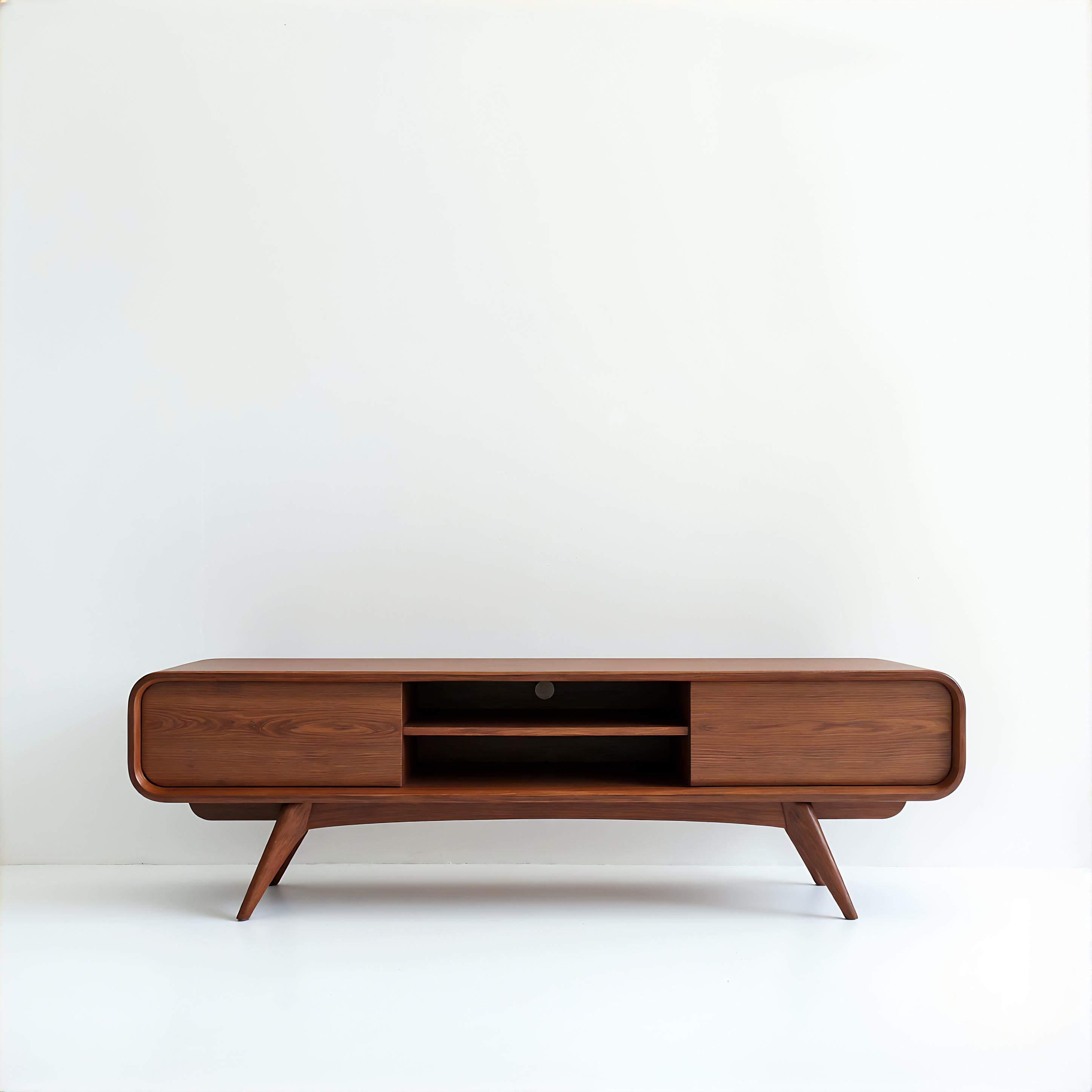Moderne Mid-Century-Modern-Anrichte/Media-Konsole aus Teakholz von Artisanal (Holz) im Angebot