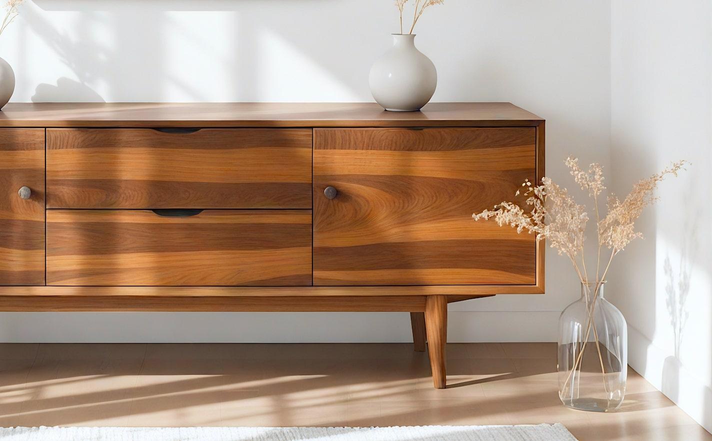 Mid-Century Modern Teak Wood Media Credenza/ Media Console by Artisanal For Sale 2