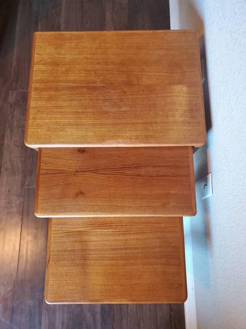 Mid-Century Modern Teak Wood Nesting Table Set 4