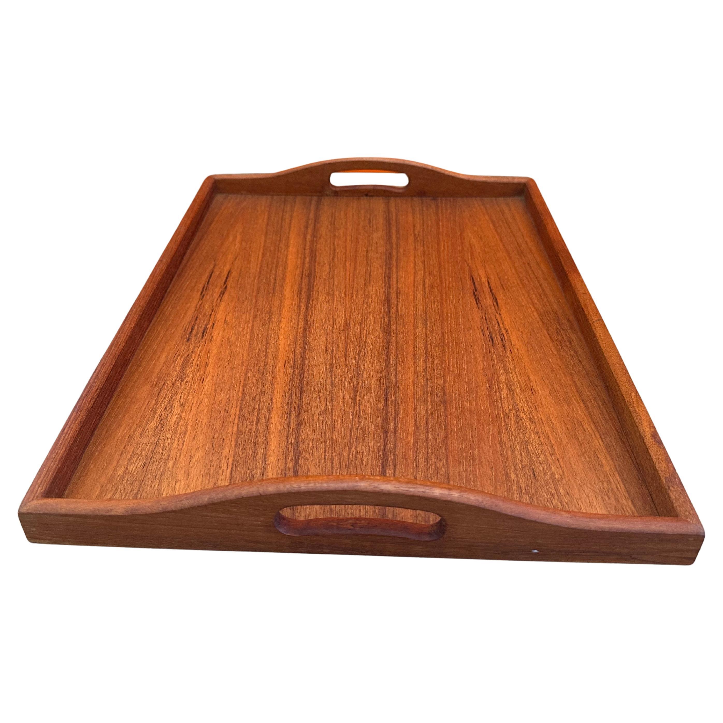 Mid-Century Modern Mid Century Modern Teak Wood Serving Tray with Handles For Sale