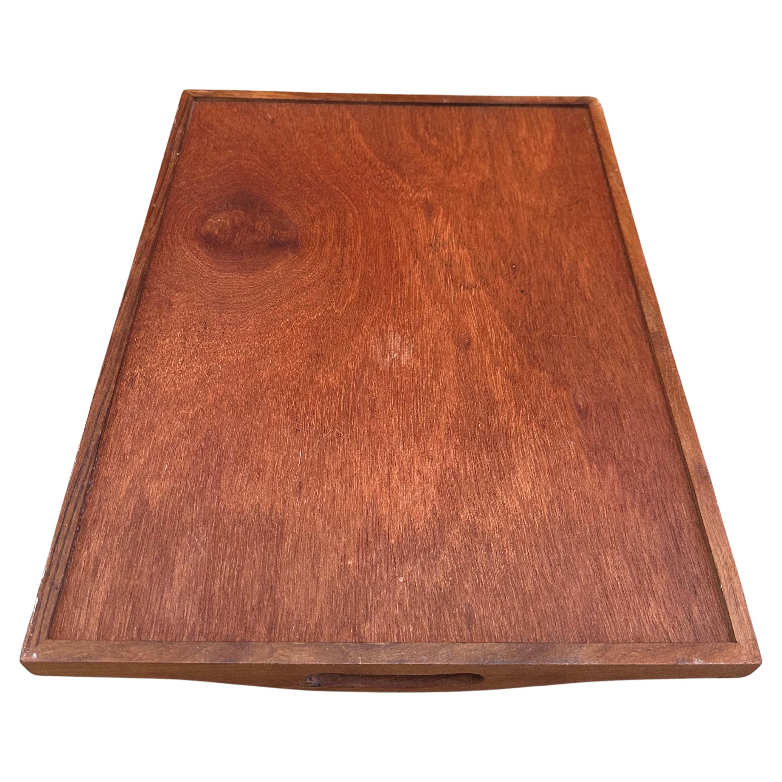 20th Century Mid Century Modern Teak Wood Serving Tray with Handles For Sale