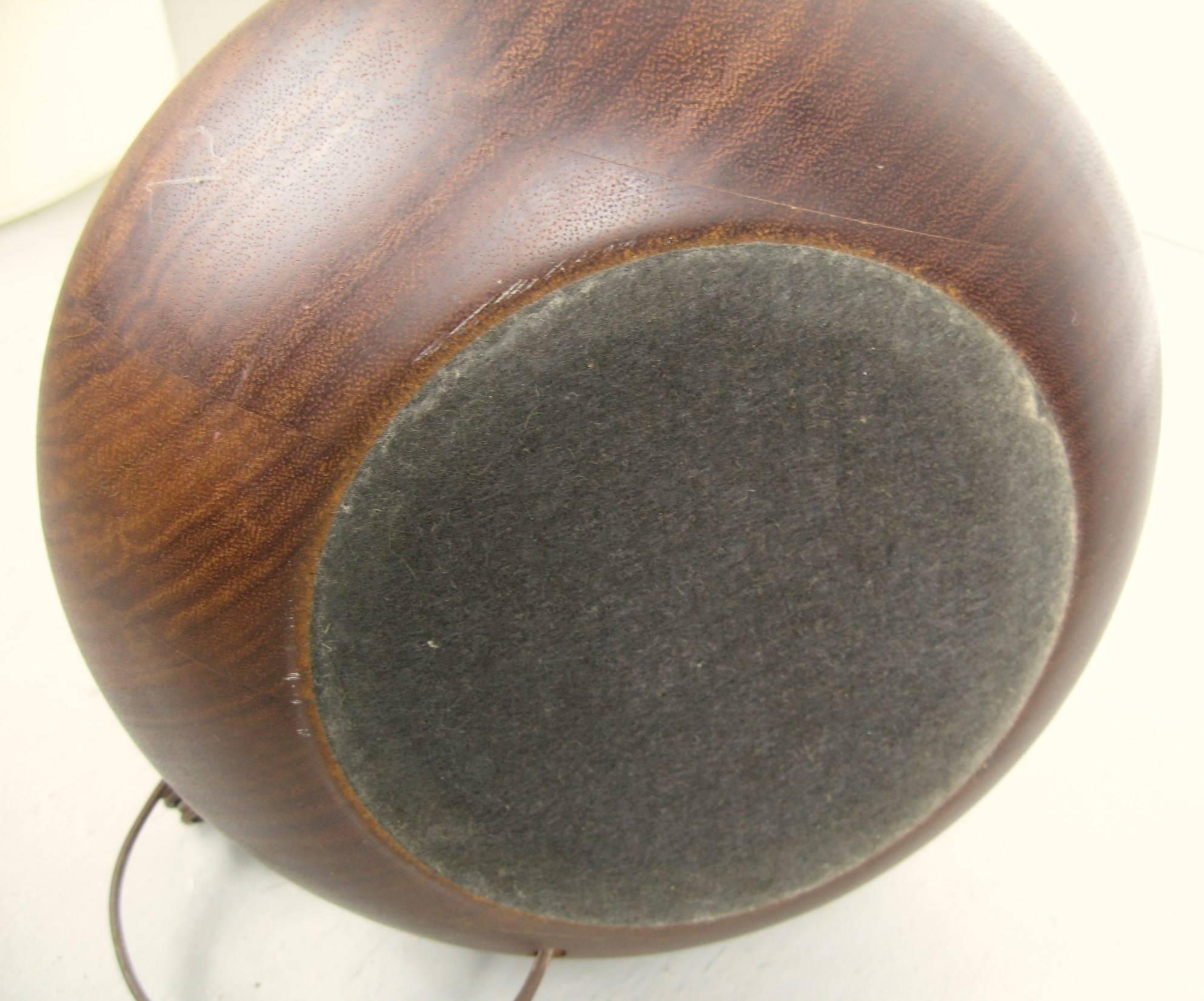 Turned  Mid-Century Modern Teak wood Table Lamp, 1960s For Sale