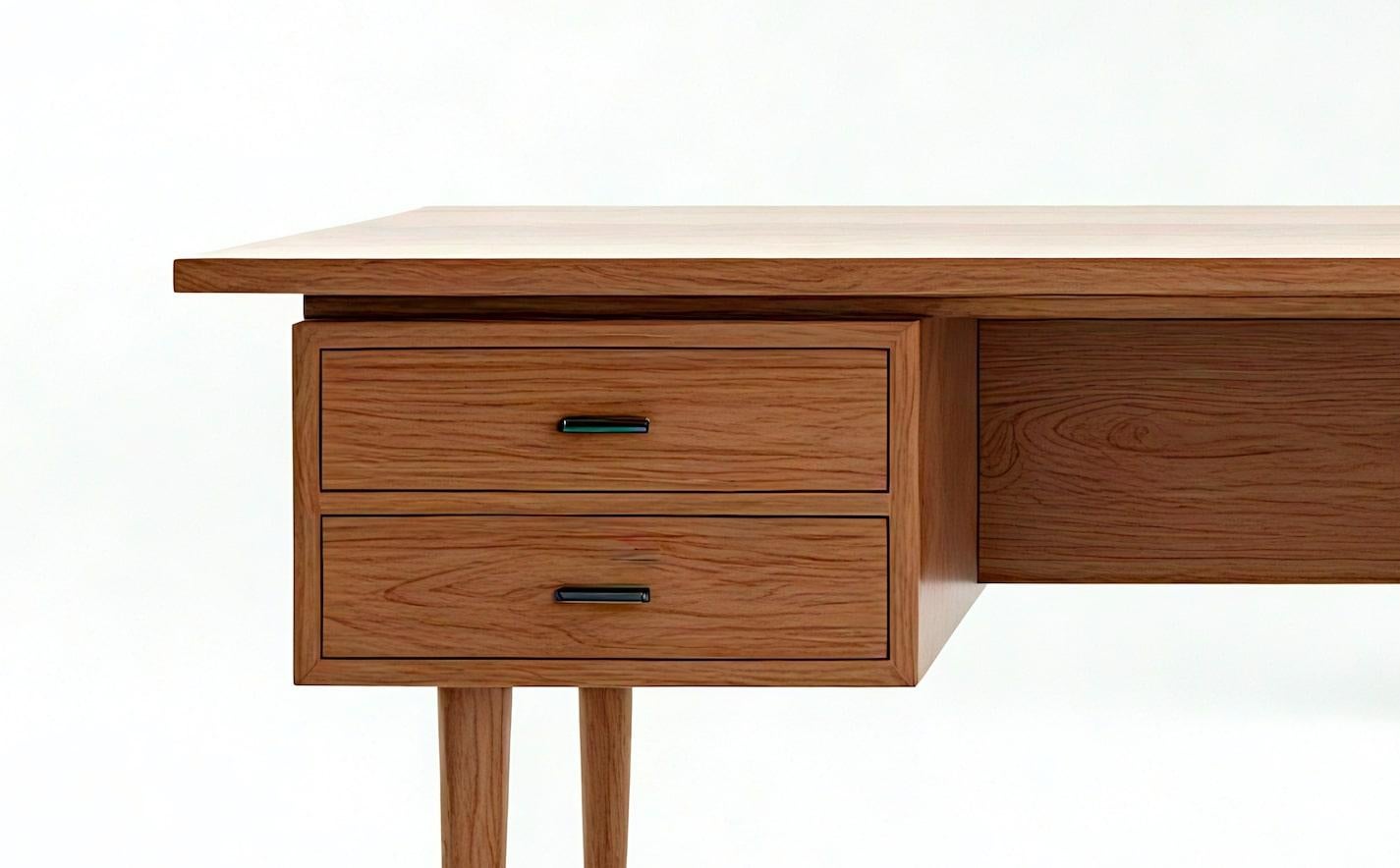 Mid-Century moderno Scrivania in teak moderna di metà secolo - Realizzata a mano da Artisanal in vendita