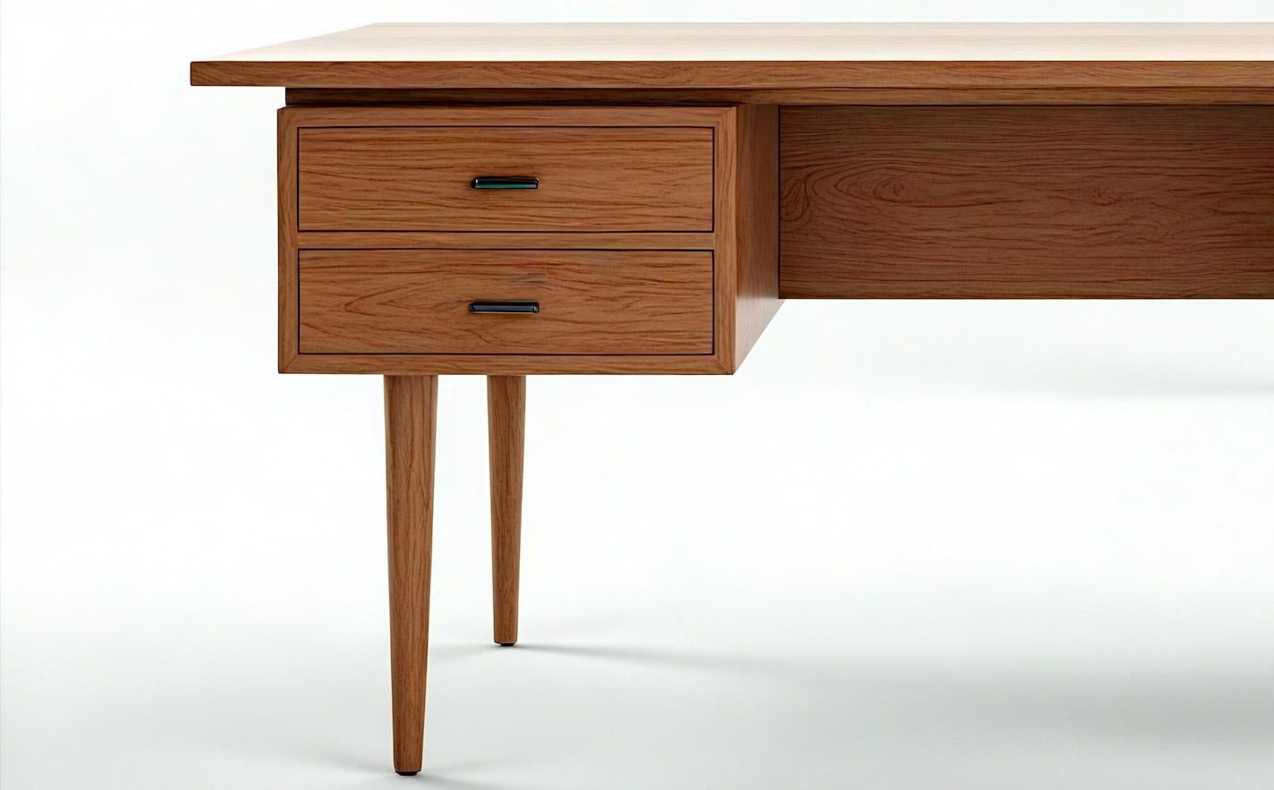 XXI secolo e contemporaneo Scrivania in teak moderna di metà secolo - Realizzata a mano da Artisanal in vendita