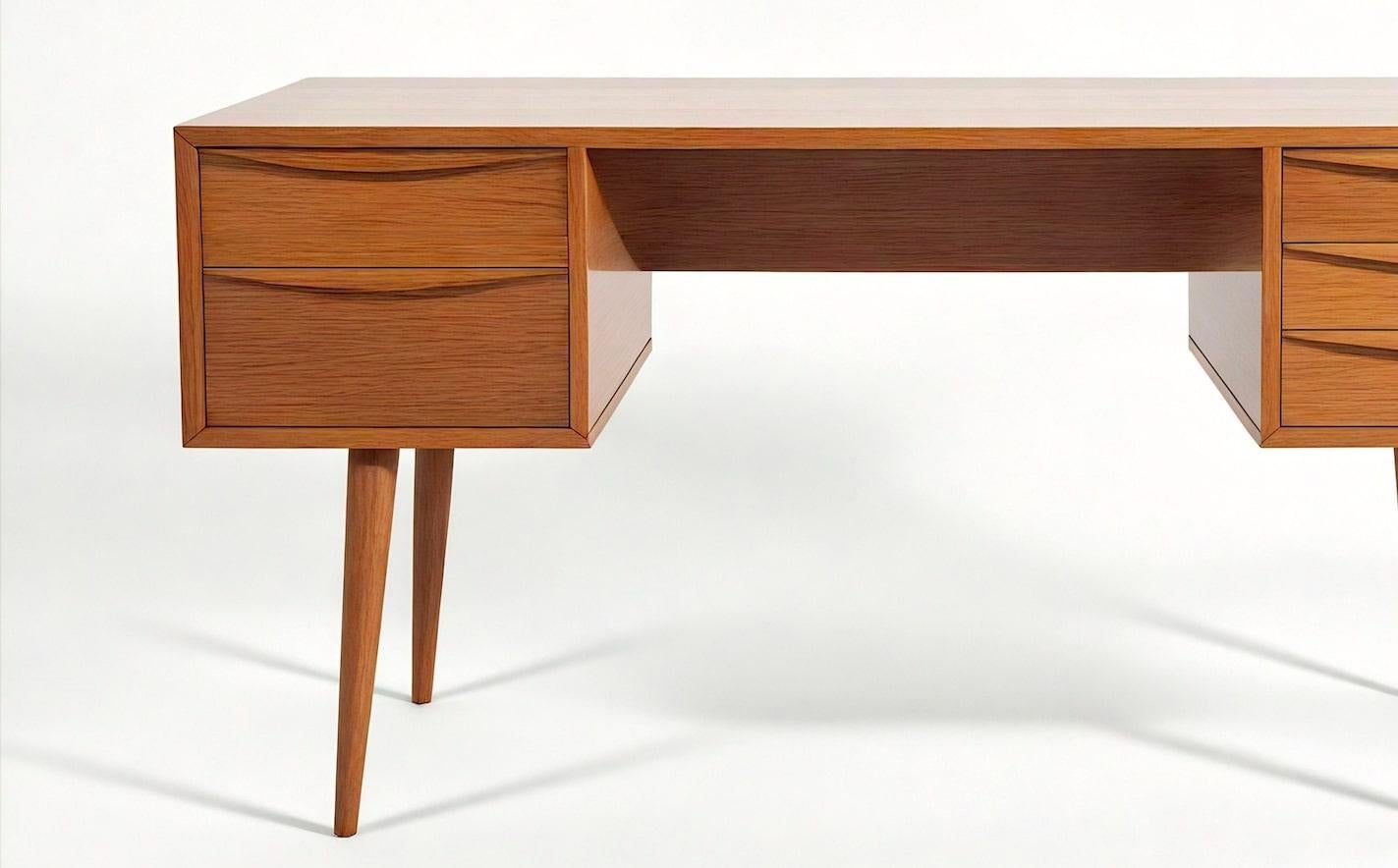 XXI secolo e contemporaneo Scrivania in teak moderna di metà secolo - Realizzata a mano da Artisanal in vendita