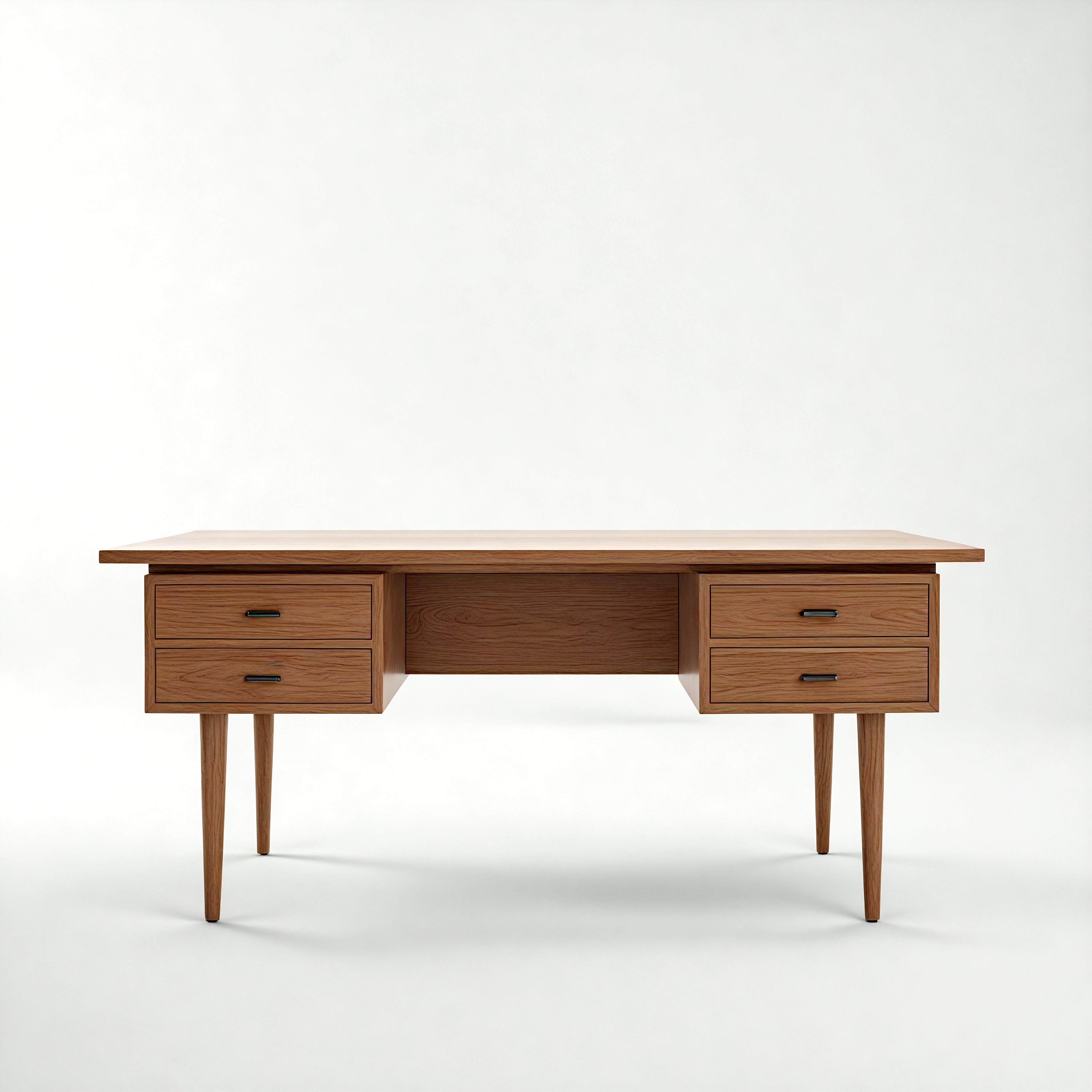 Legno Scrivania in teak moderna di metà secolo - Realizzata a mano da Artisanal in vendita
