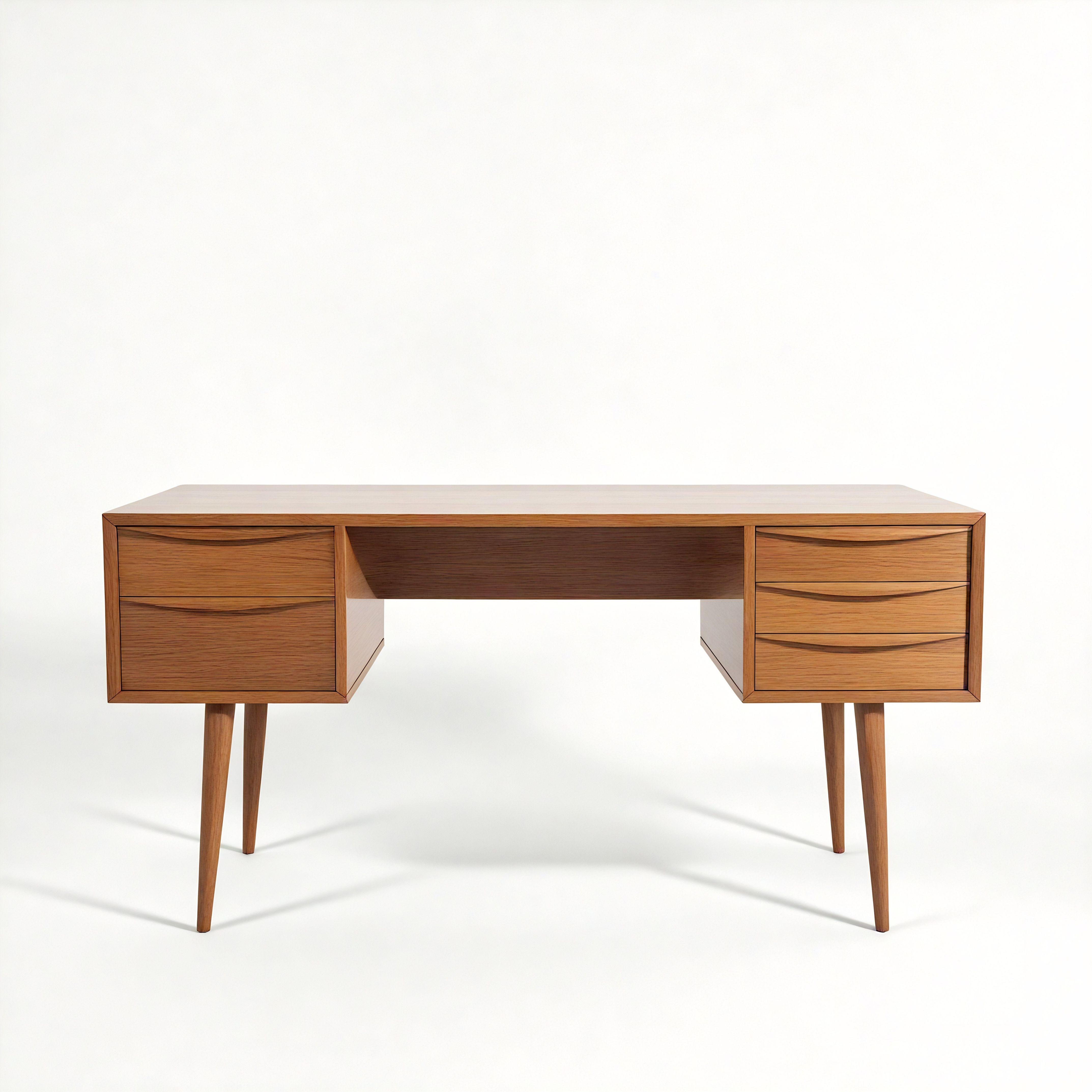 Legno Scrivania in teak moderna di metà secolo - Realizzata a mano da Artisanal in vendita