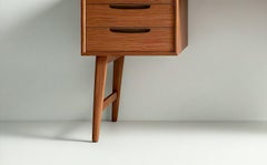 Mid-Century Modern Teak Writing Desk with Floating Pedestal by Artisanal