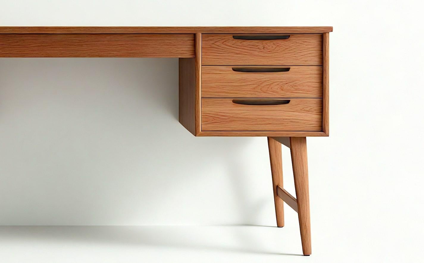 Scrivania in teak moderna di metà secolo con piedistallo galleggiante di Artisanal In condizioni Nuovo in vendita a New York, NY