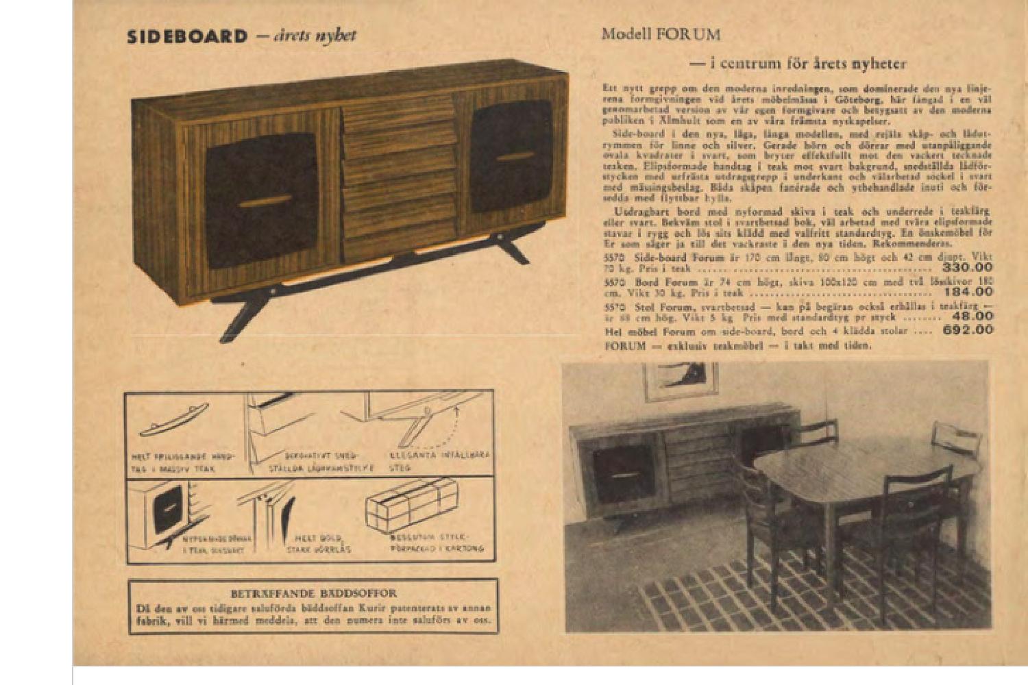 Mid-Century Modern Teak&Beech Sideboard Model Forum by Gillis Lundgren for Ikea For Sale 12