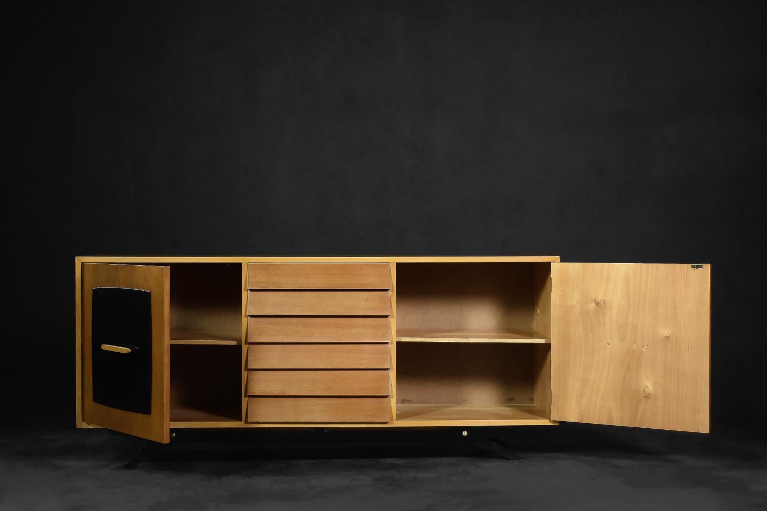 Swedish Mid-Century Modern Teak&Beech Sideboard Model Forum by Gillis Lundgren for Ikea For Sale