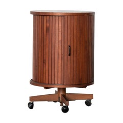 Retro Mid-Century Modern, Teakwood Trolley-Bar, Painted Steel Handle, 1960s