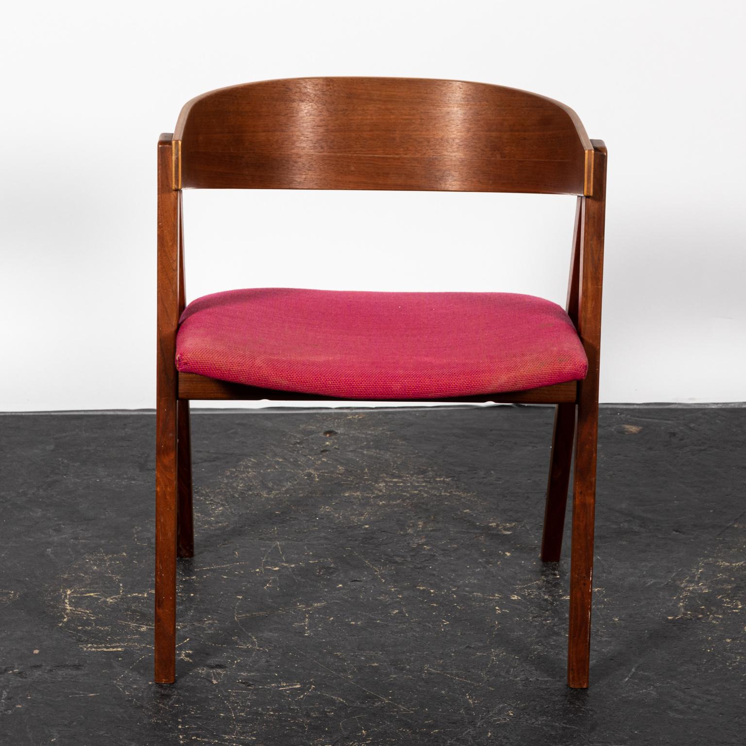 Mid-Century Modern Teakwood Upholstered Armchair In Good Condition In Stamford, CT