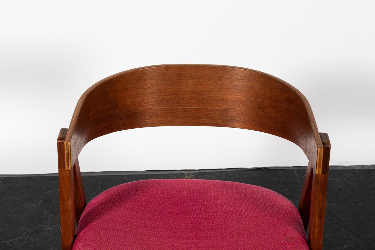 20th Century Mid-Century Modern Teakwood Upholstered Armchair