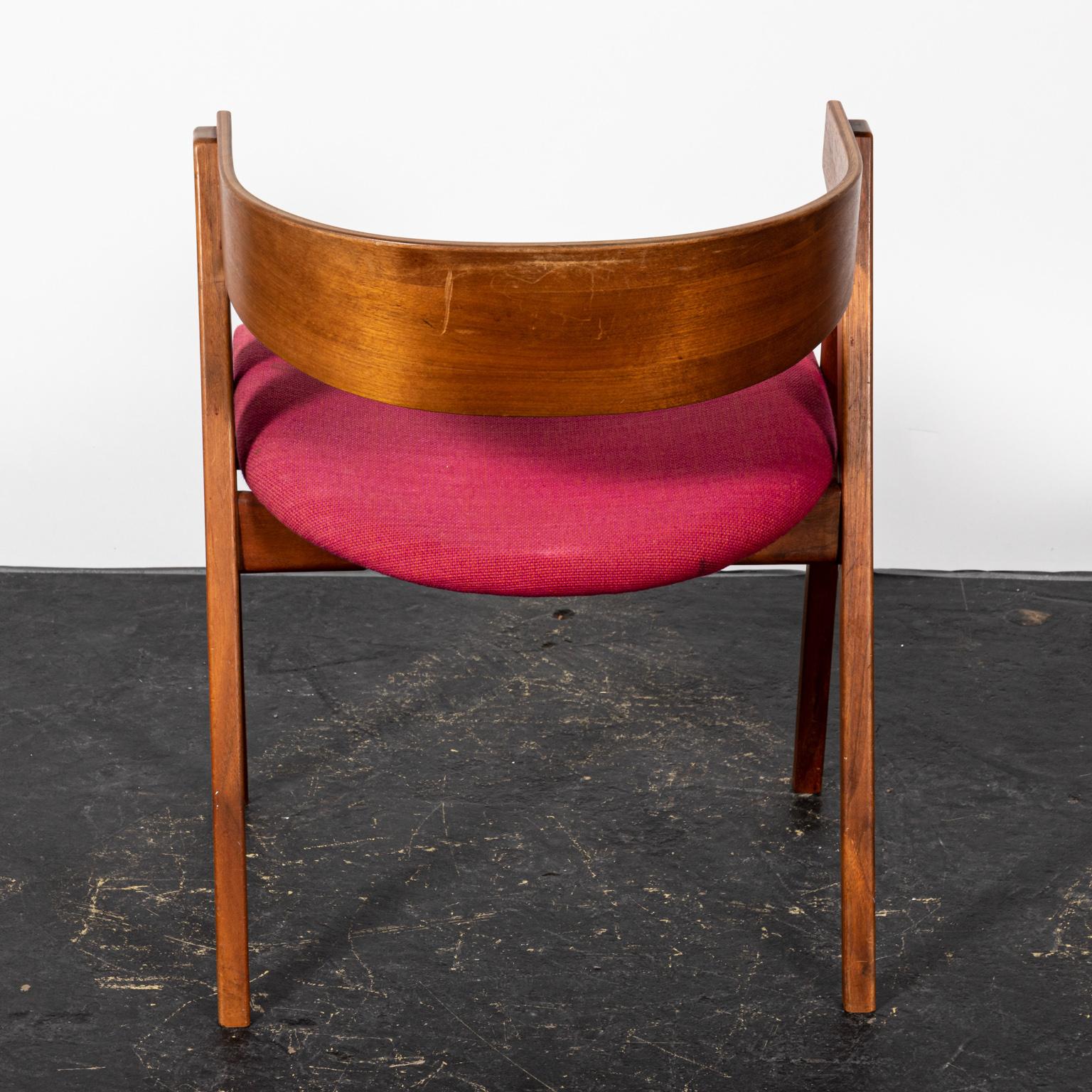 Mid-Century Modern Teakwood Upholstered Armchair 4