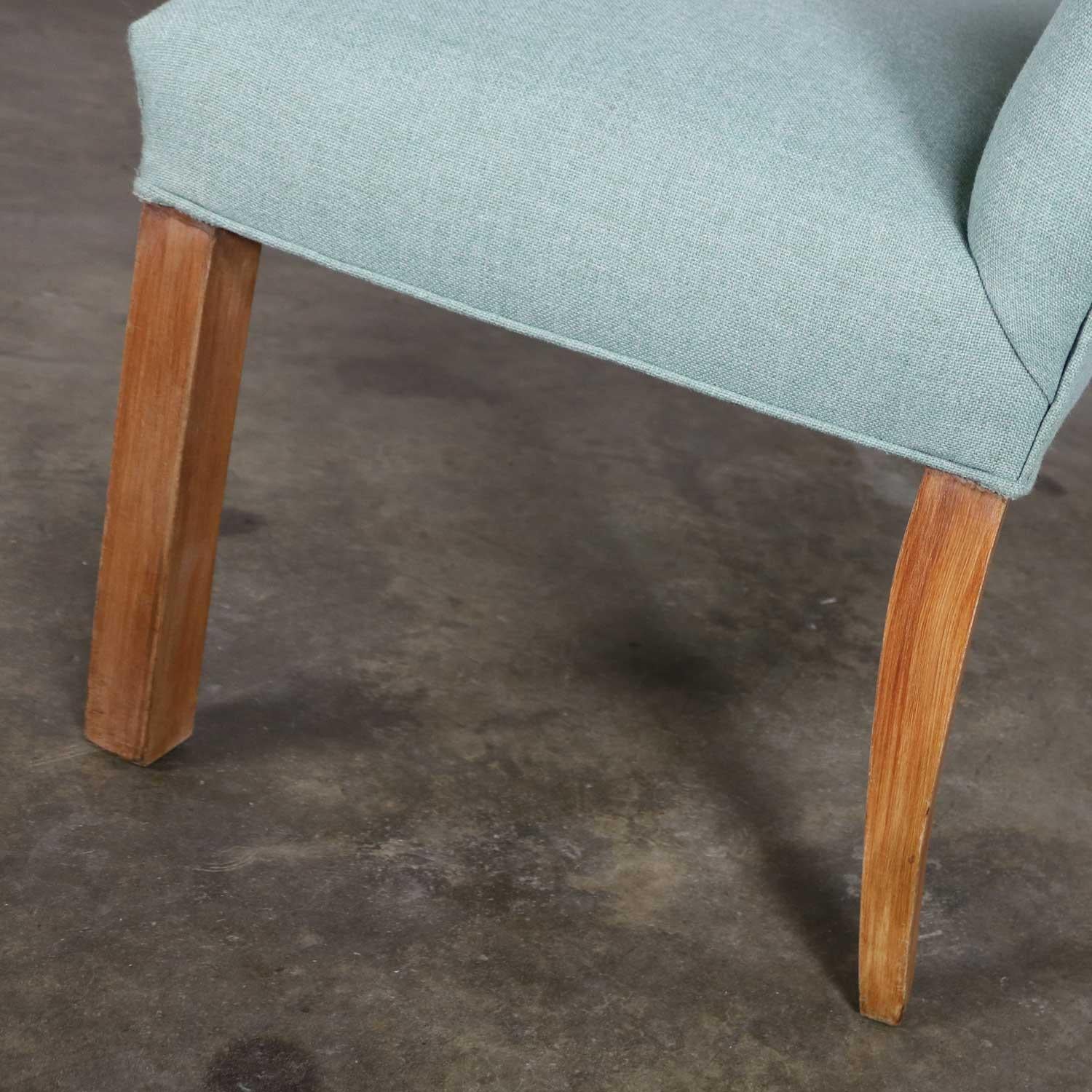 Mid-Century Modern Teal & Blonde Armless Bench with Back Style Tommi Parzinger 5