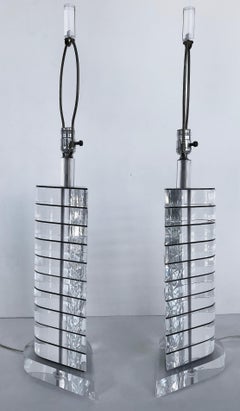 Mid-Century Modern Tear-Drop Lucite Table Lamps