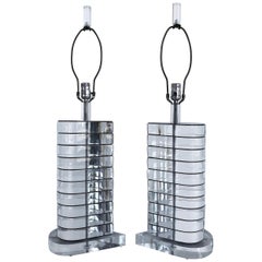 Mid-Century Modern Tear-Drop Lucite Table Lamps