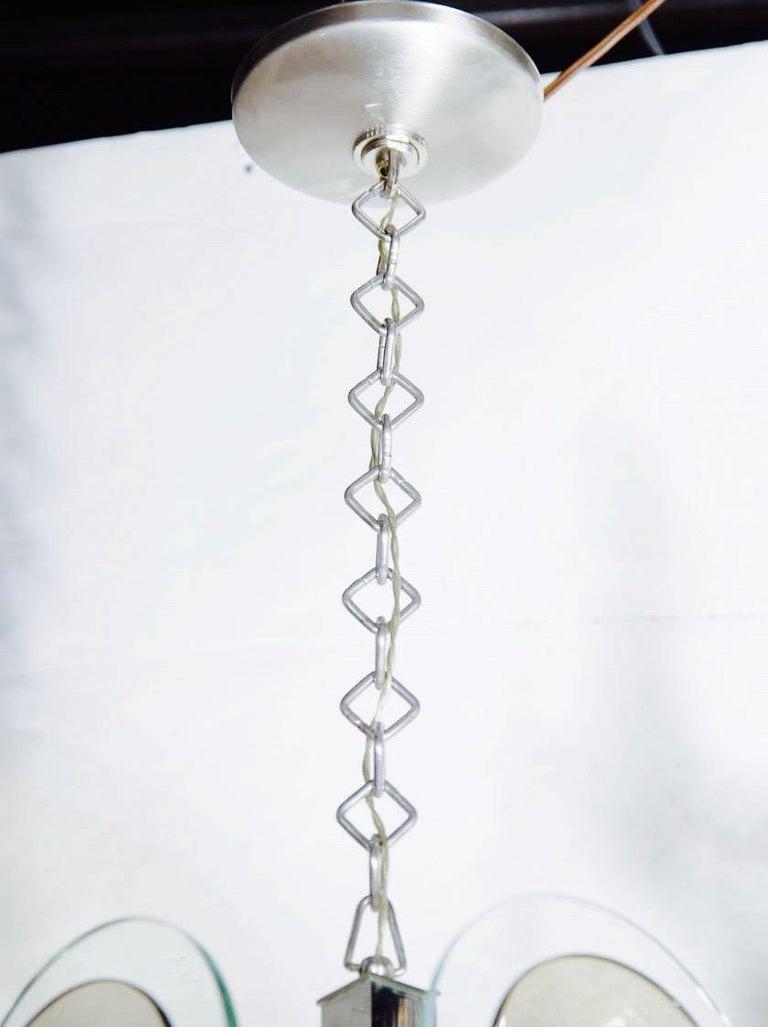 Mid-Century Modern Pendant Chandelier with Green and Grey Teardrop Glass, 1960's For Sale 4