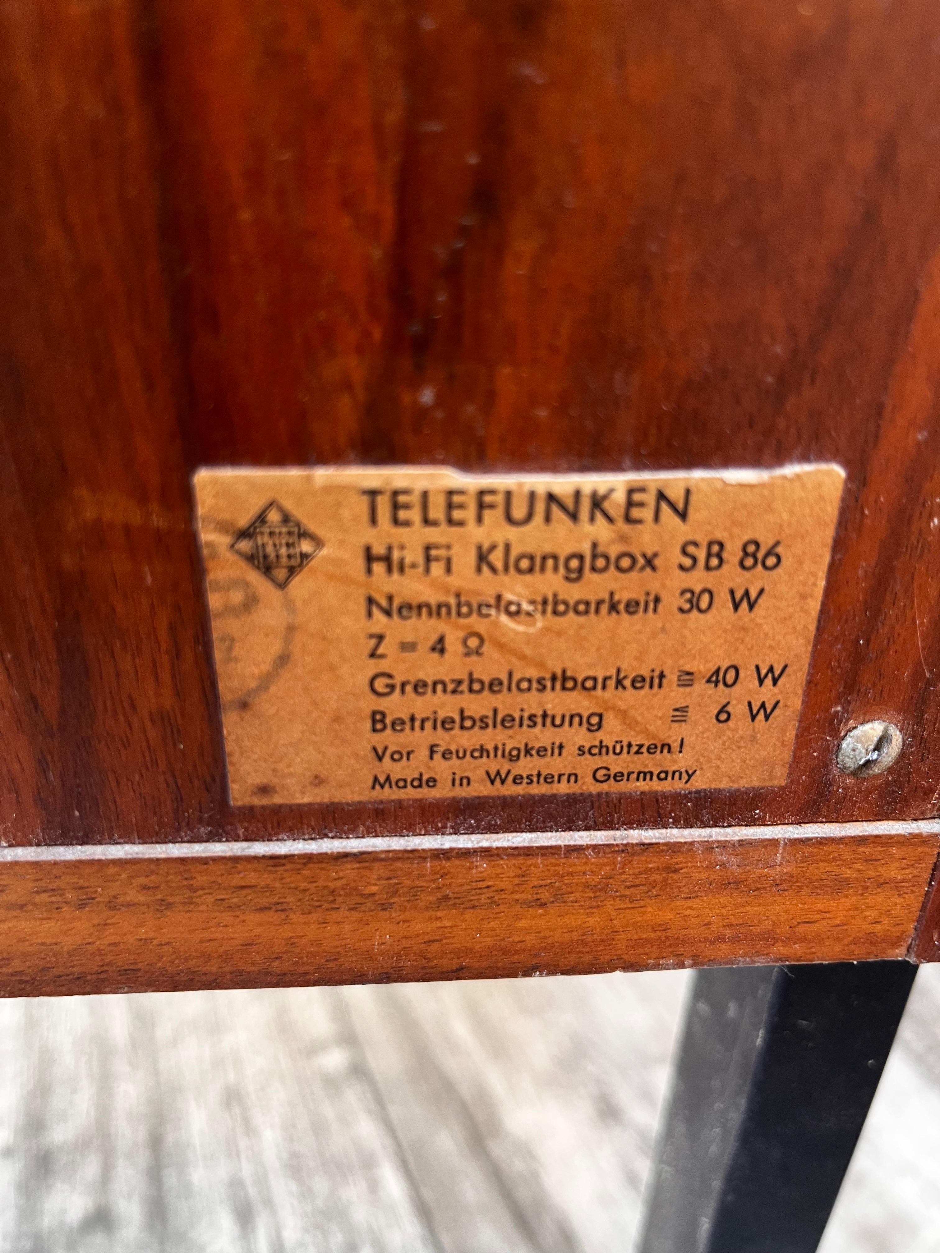 Haut-parleurs Telefunken Modernity par Van Ernst Dieter Hilker, vers les années 1960 en vente 11