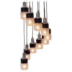 1970s Mid-Century Modern Ten Lights Italian Cascading Chandelier