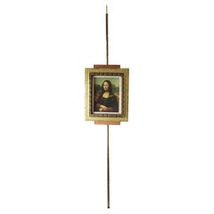Mid Century Modern Tension Pole Easel Handcrafted Wood Brass Arredoluce Era 8 ft