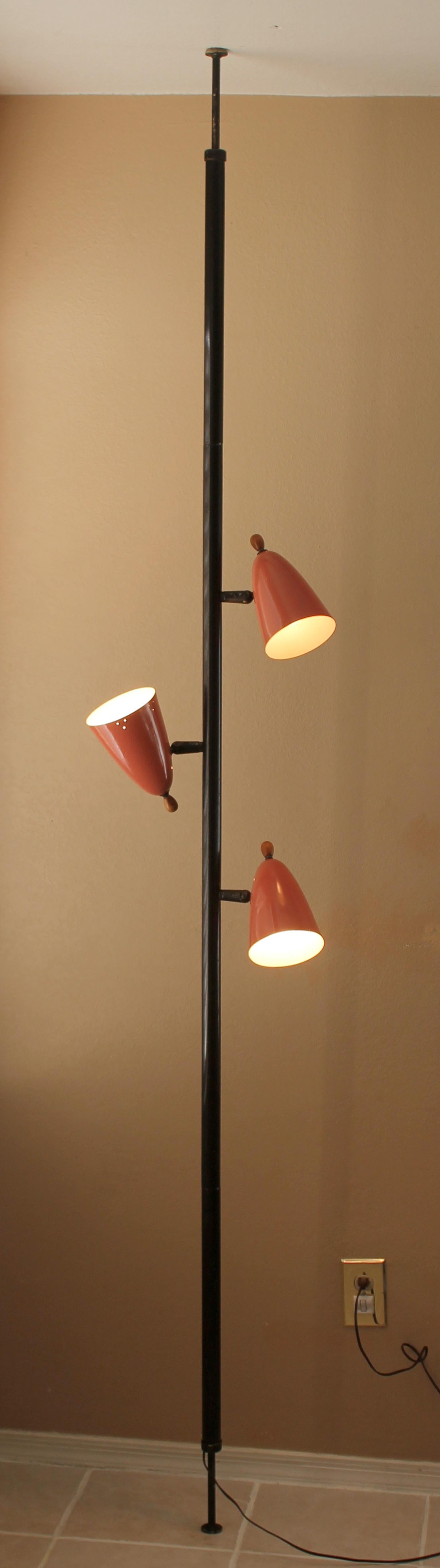 GORGEOUS!
MID CENTURY MODERN
CADILLAC PINK & BLACK
3 ARTICULATING SHADES
TENSION POLE LAMP!

CIRCA 1954
FITS 8-1/2 FT. CEILING


Mid Century Pole lamps are one of the most fun interior design additions one can make to a deserving interior! This