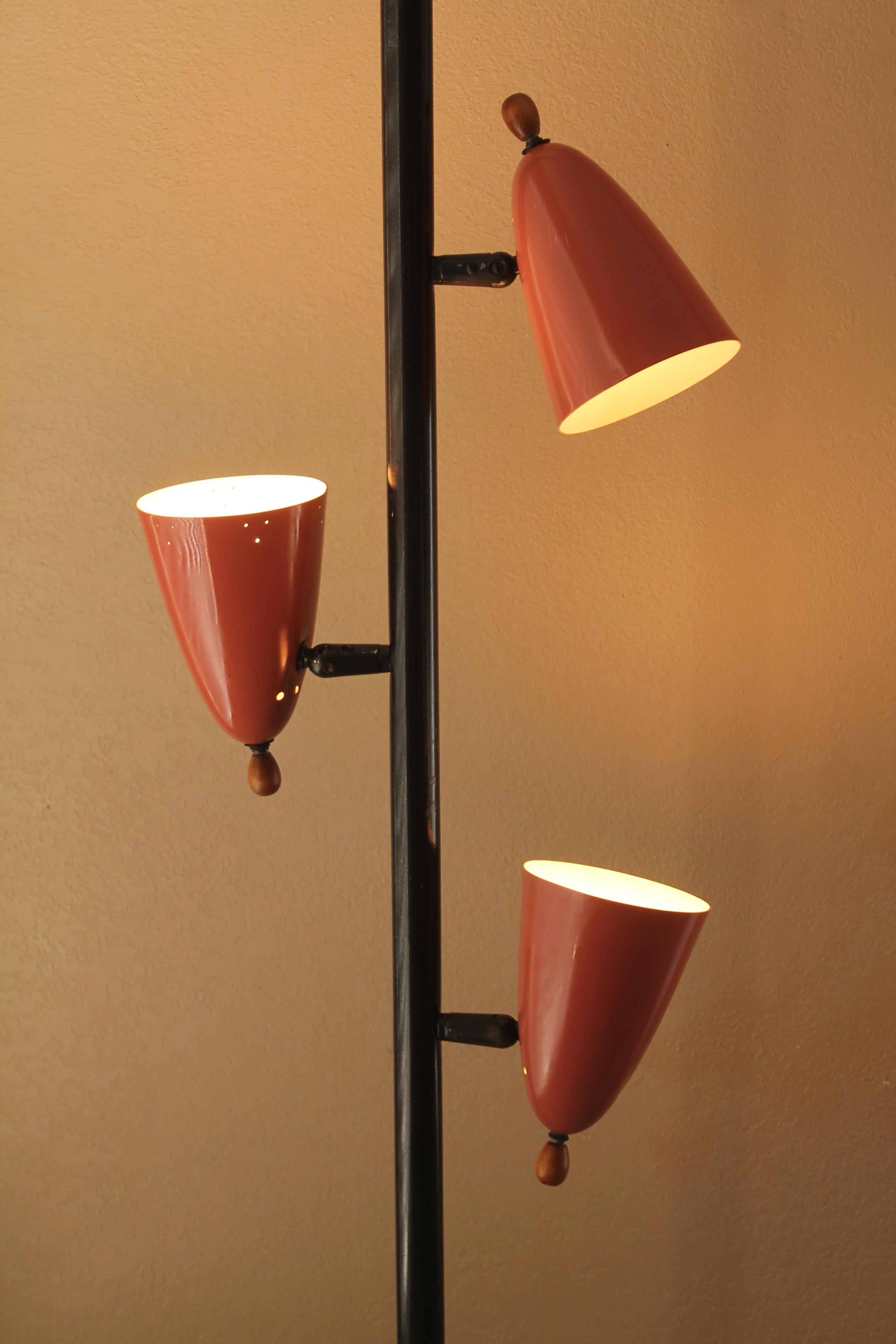 Mid-Century Modern Mid Century Modern Tension Pole Lamp Atomic Rocket Cadillac Pink 1950 Decor