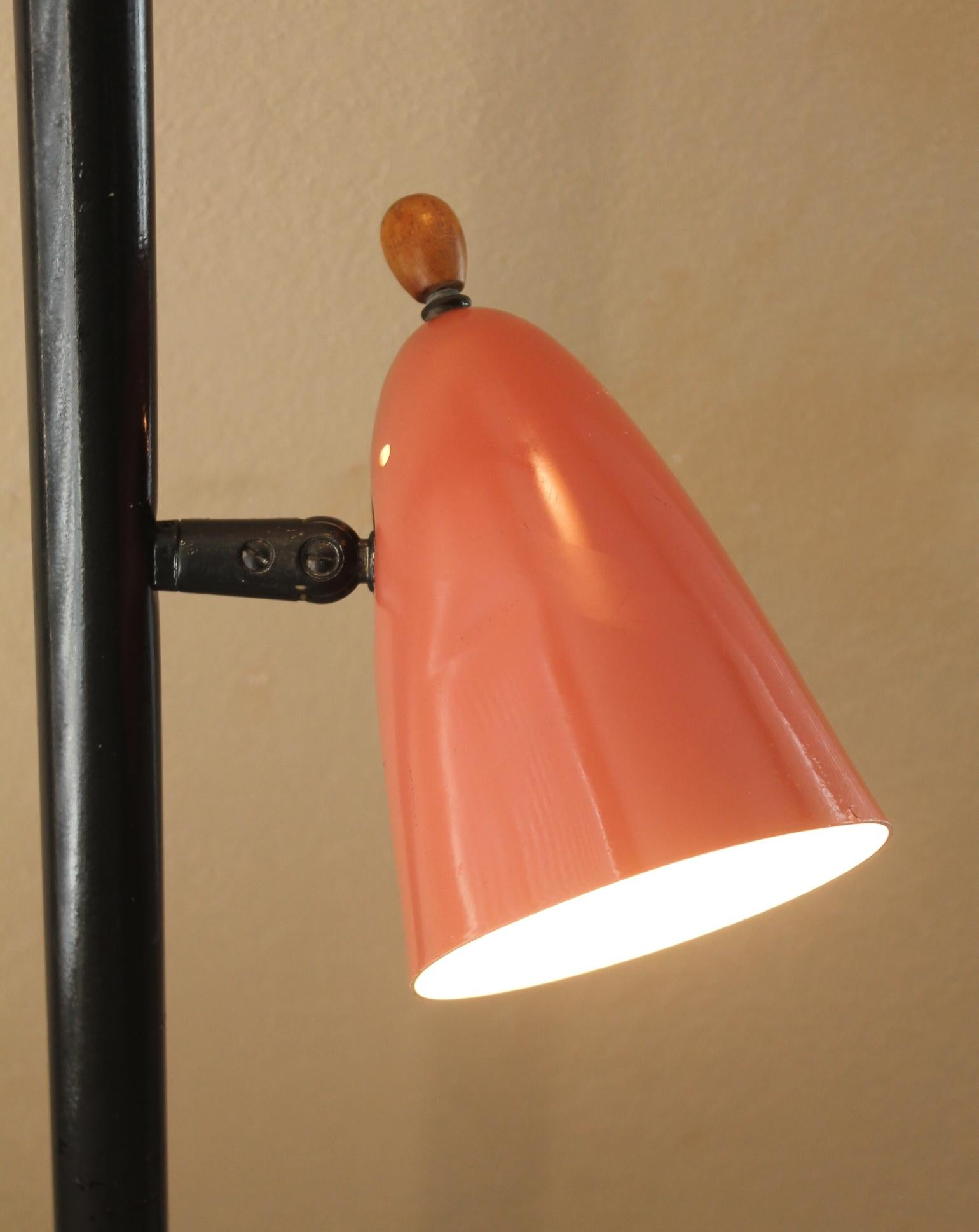 American Mid Century Modern Tension Pole Lamp Atomic Rocket Cadillac Pink 1950 Decor