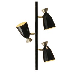 Mid Century Modern Tension Pole Lamp Atomic Rocket Torpedo Shades 1950 Decor