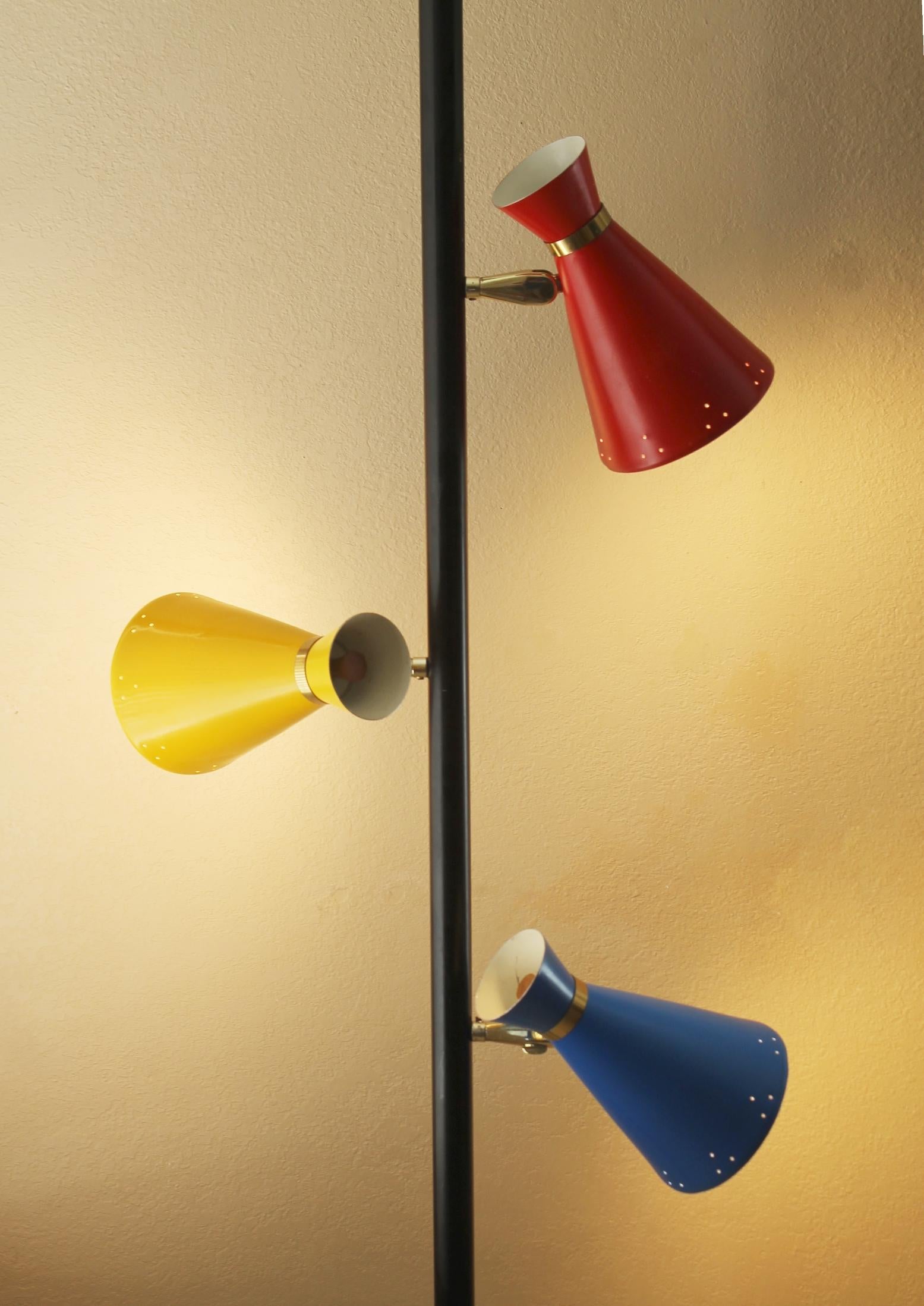 Lampe à tension Atomic Triennale tricolore 1950, moderne du milieu du siècle dernier en vente 3