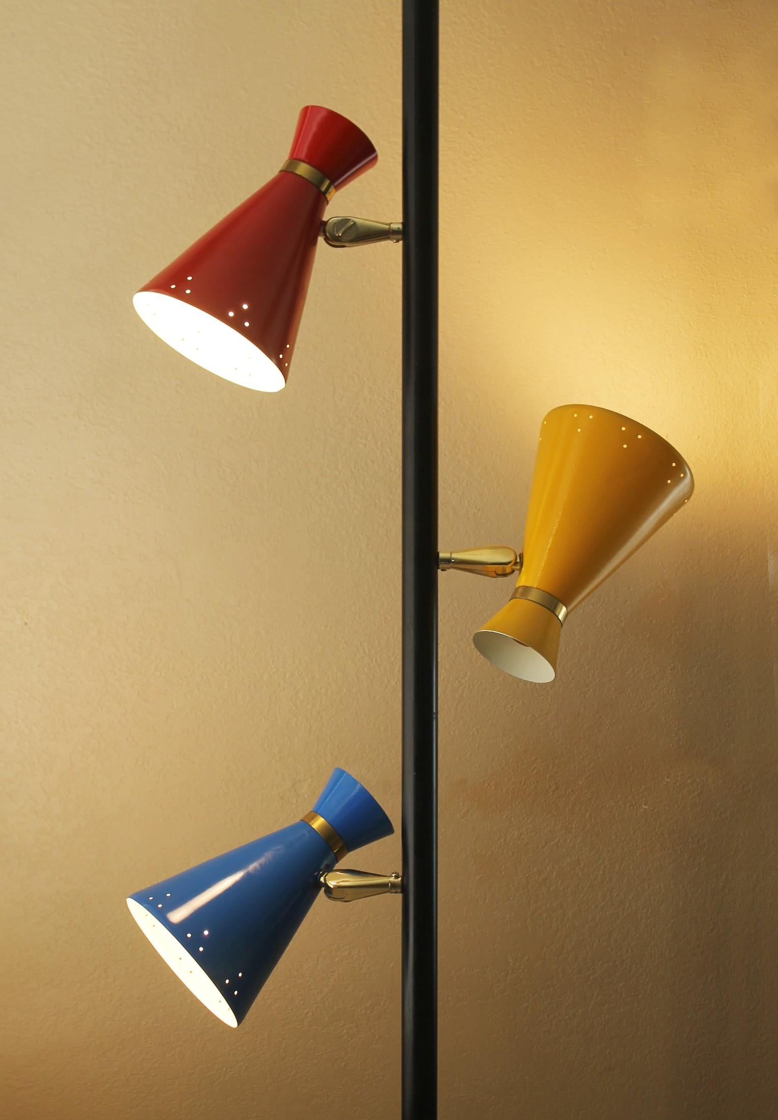 Américain Lampe à tension Atomic Triennale tricolore 1950, moderne du milieu du siècle dernier en vente