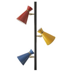 Mid Century Modern Tension Pole Lamp Atomic Triennale Tri-Color 1950 Decor Light