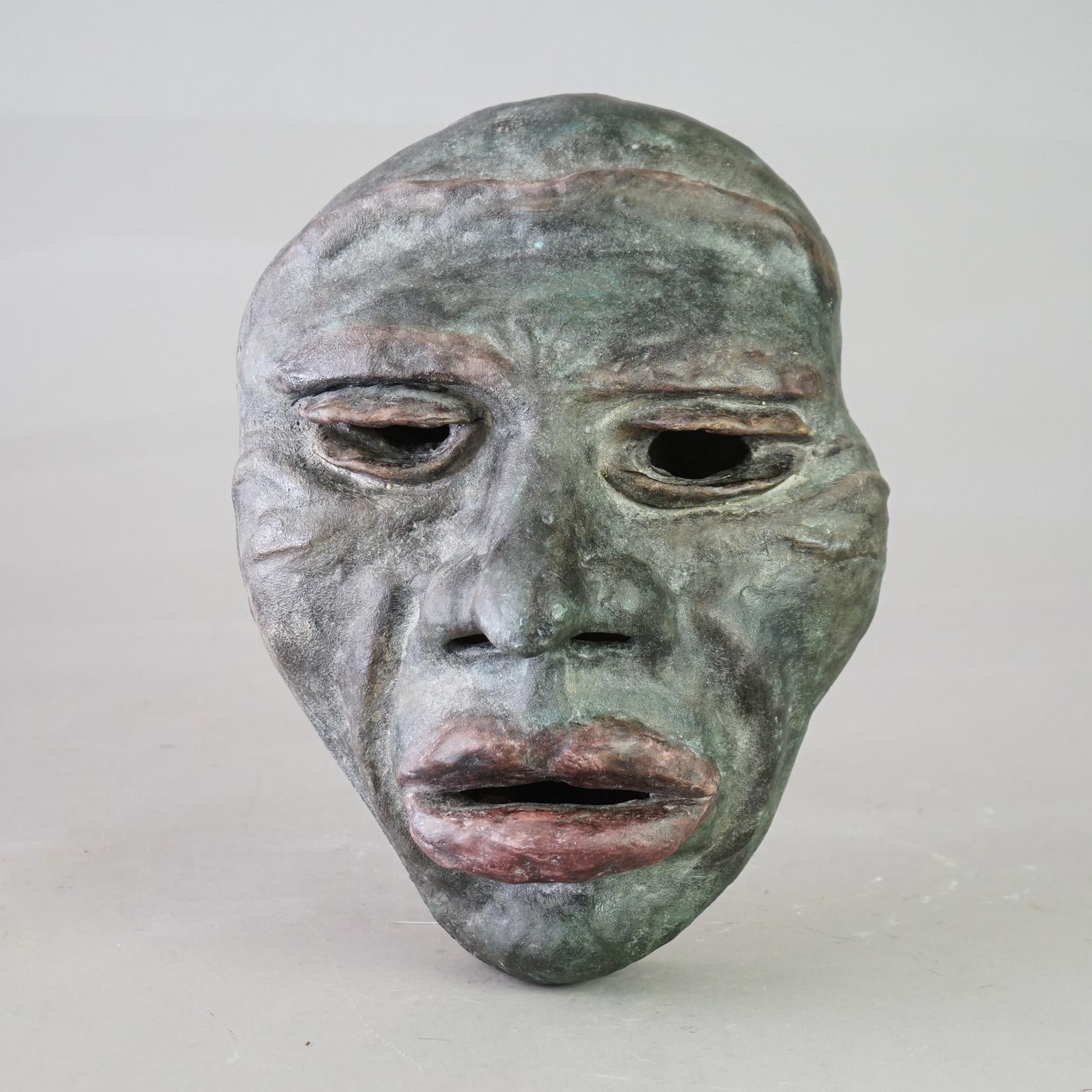 Mid-Century Modern Mid Century Modern Terra Cotta Mask of a Tribal Man C1997 For Sale