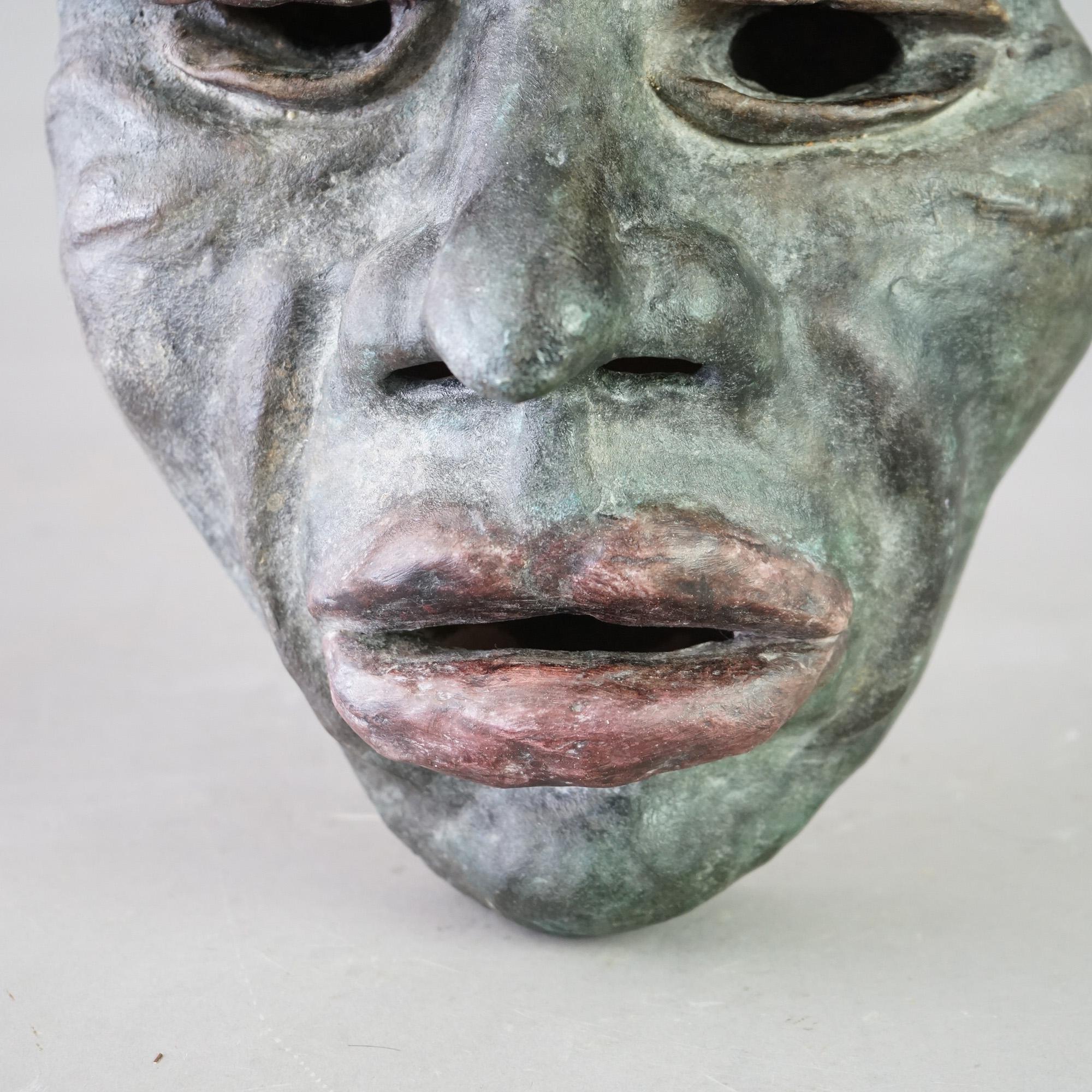 Glazed Mid Century Modern Terra Cotta Mask of a Tribal Man C1997 For Sale